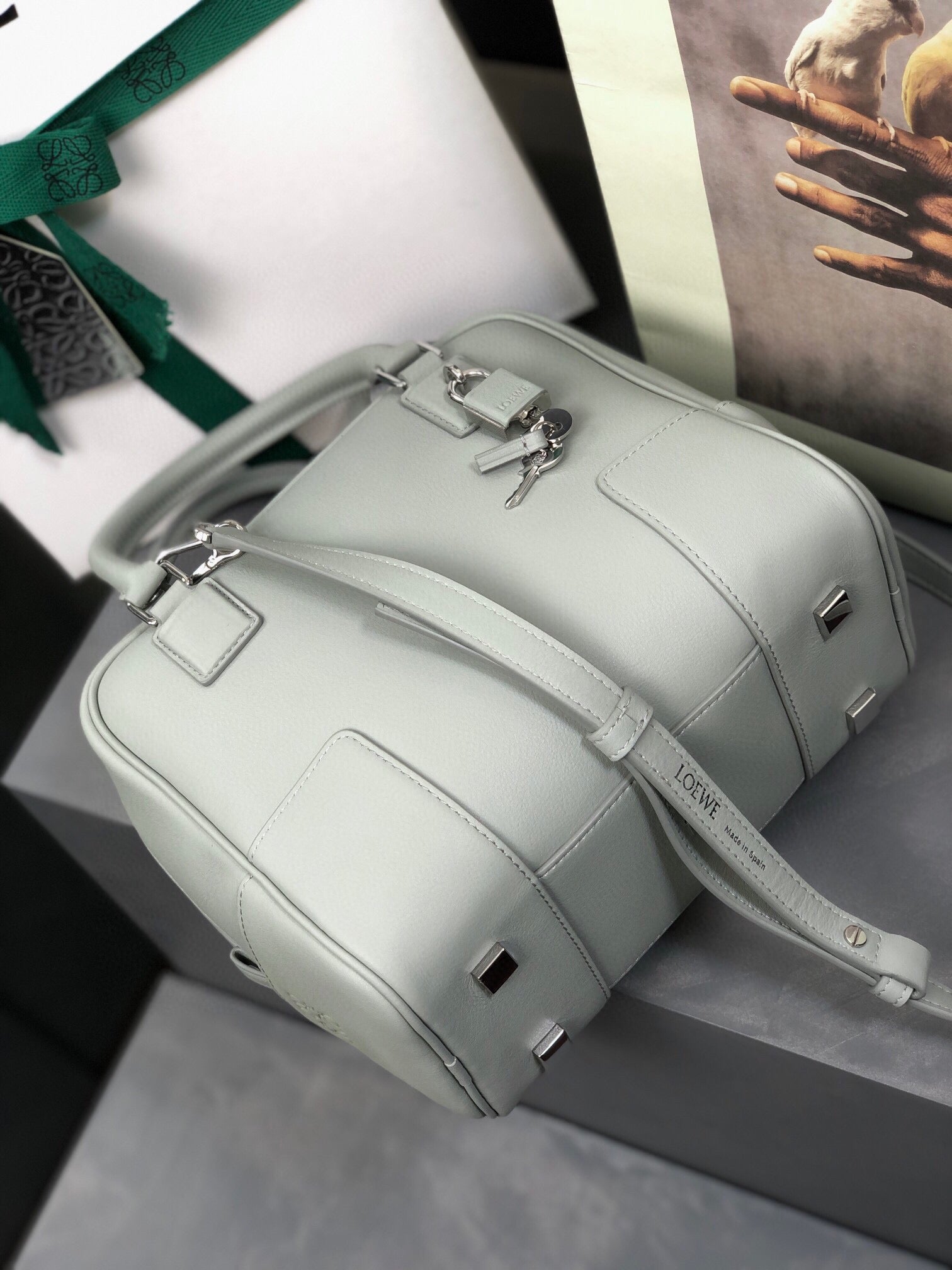 Loew Puzzle Fold Tote Iblack Shiny Calfskin