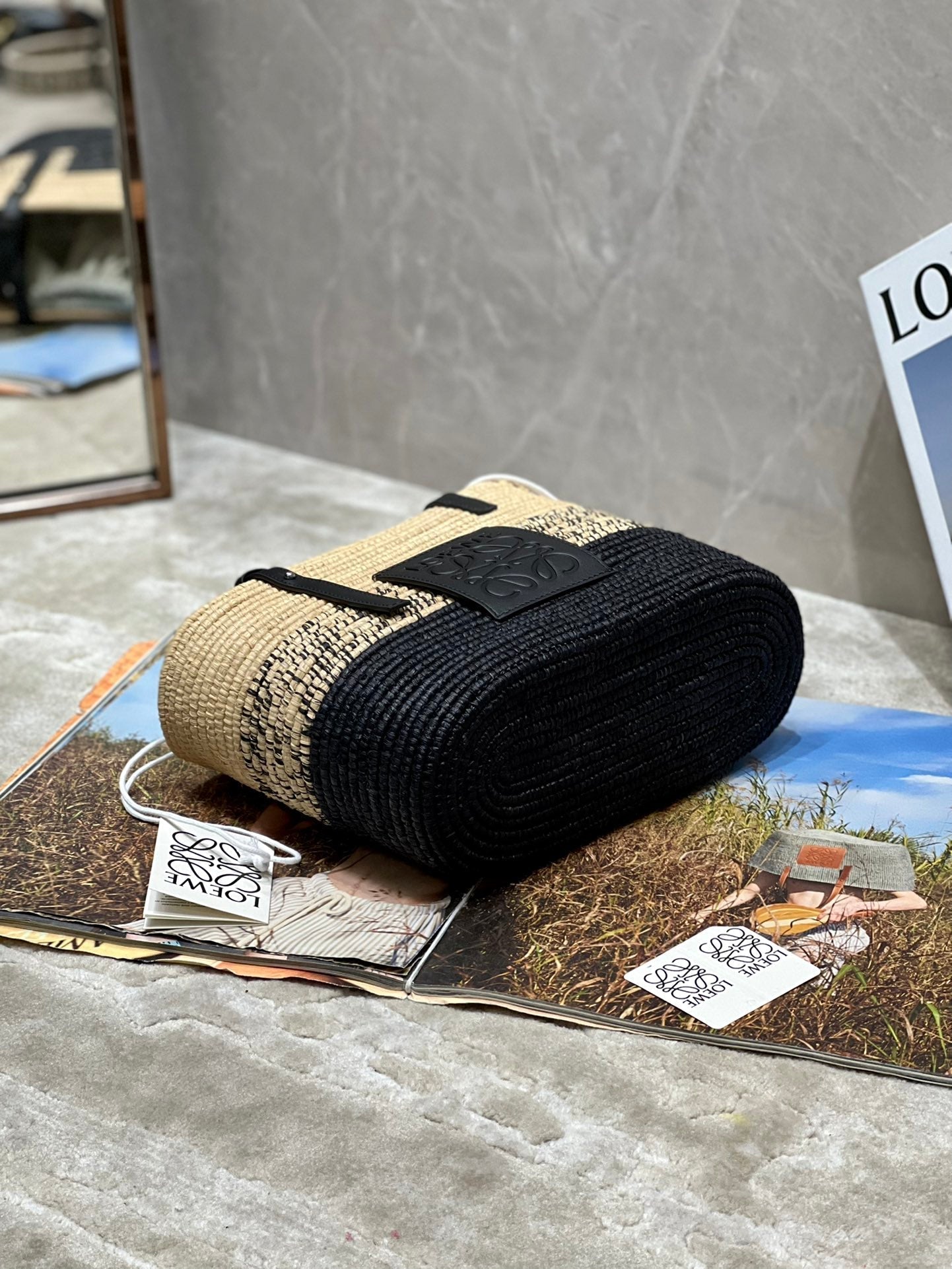 Loew Puzzle Fold Tote Iblack Shiny Calfskin