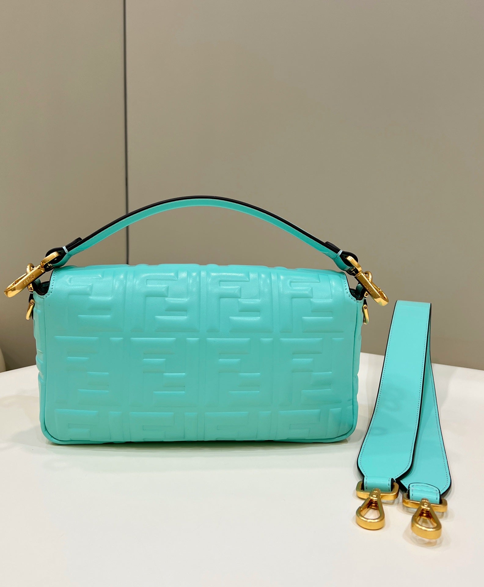 Baguette 27cm Tiffany Blue Lambskin Gold Hardware