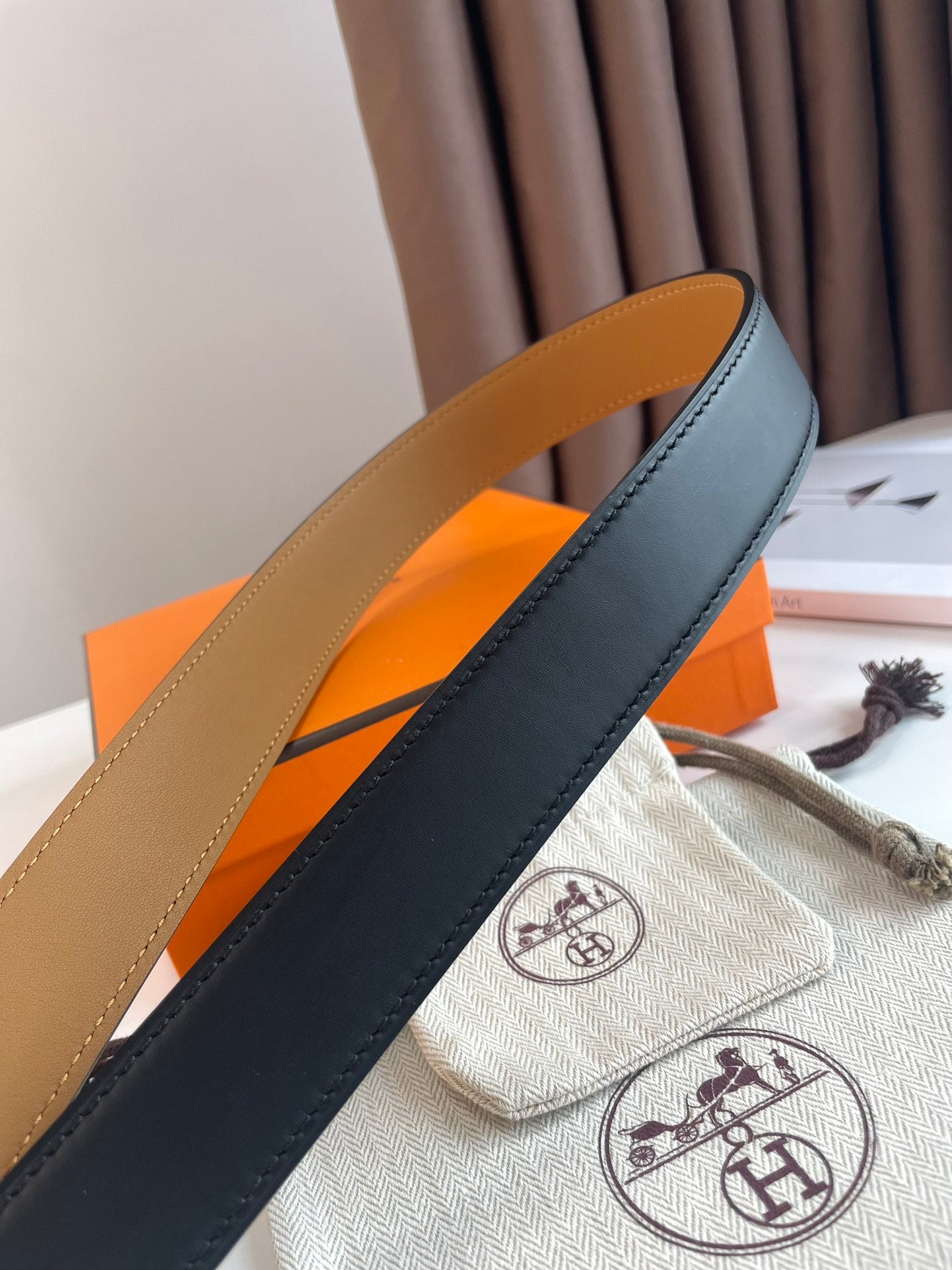 Hm Romain 35Mm Belt Black Leather Silver Hardware