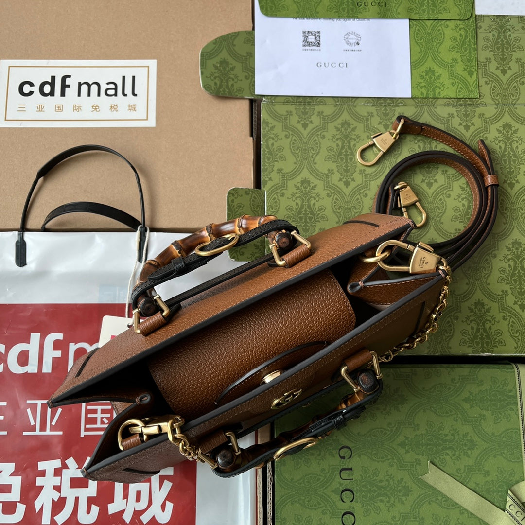 Gucci Diana Bamboo Bag Brown Calfskin 240101