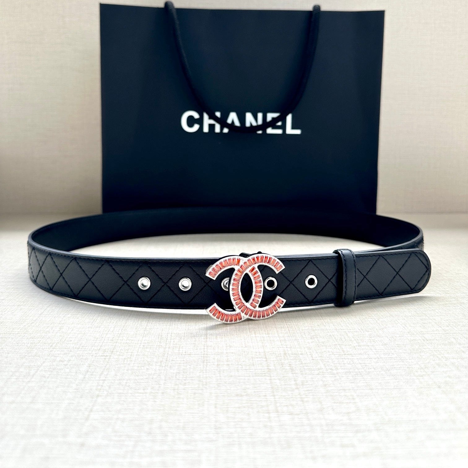 Chanel 25S Belt 30 Mm In Black Calfskin 616961