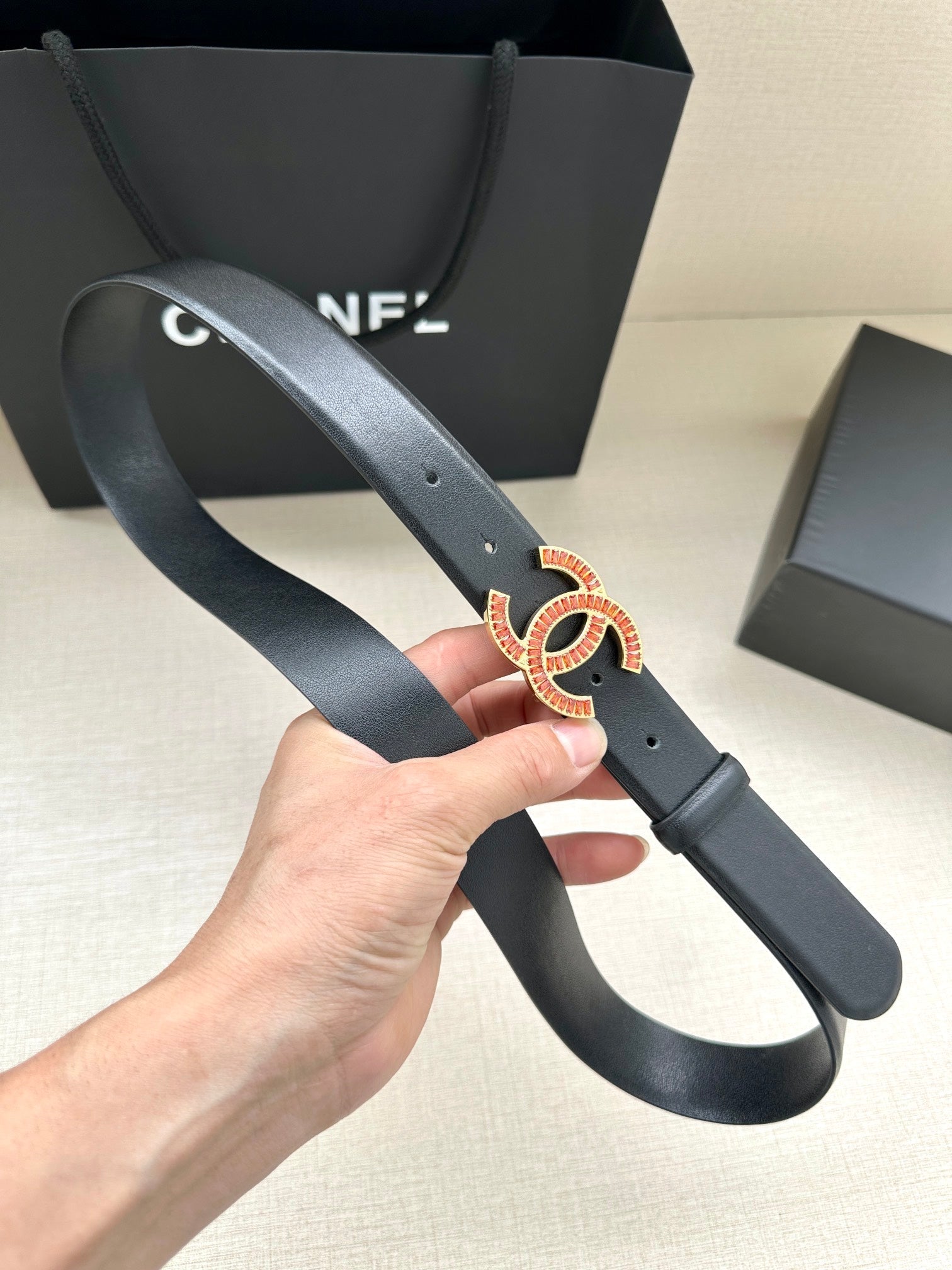 Chanel 25S Belt 30 Mm In Black Calfskin 616968