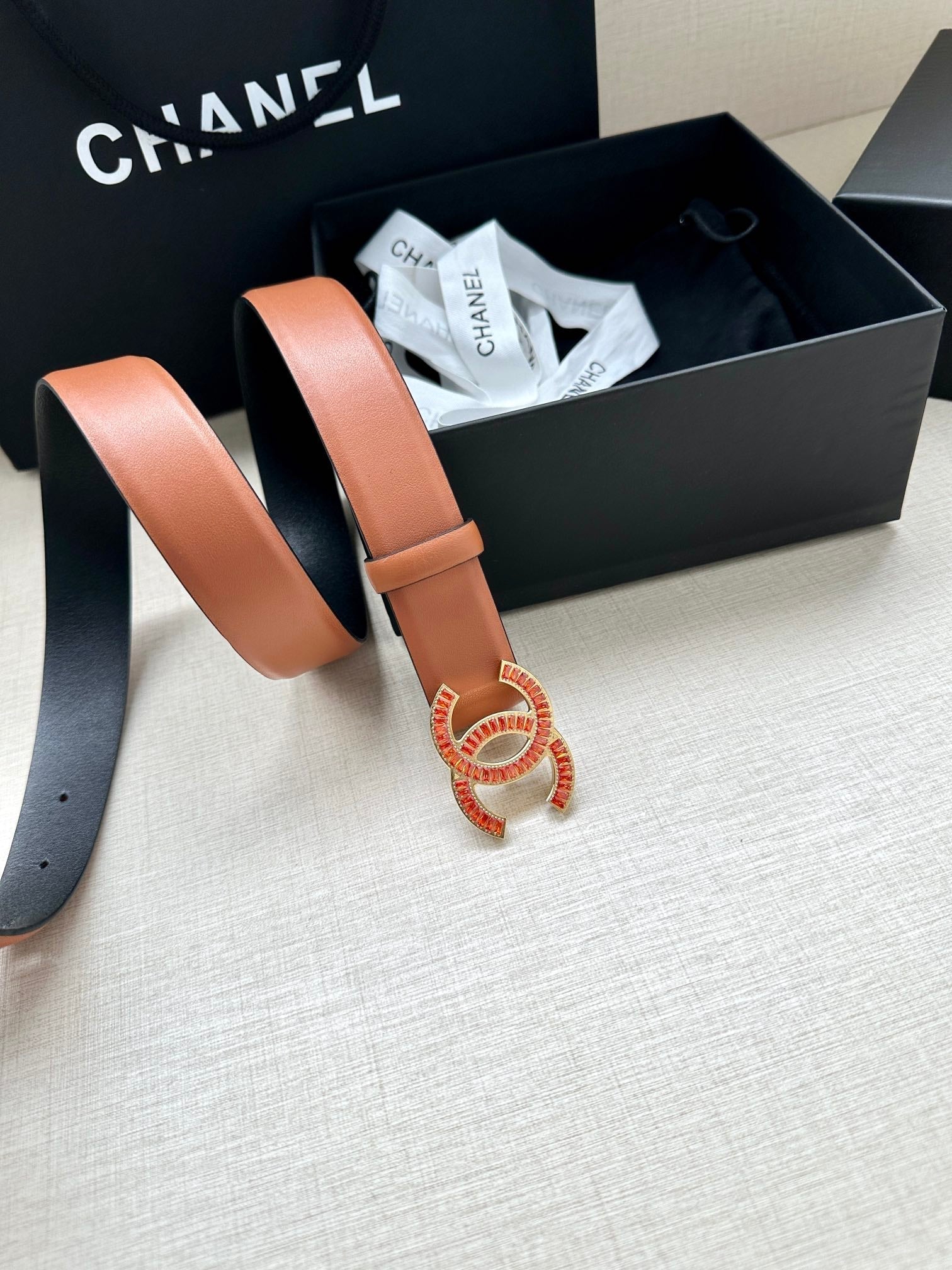 Chanel 25S Belt 30 Mm In Brown Calfskin 616969