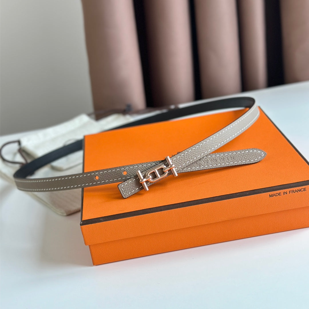 Hm Ancre Buckle & Reversible Black And Khaki Brown Leather Strap 13Mm Copper Hardware