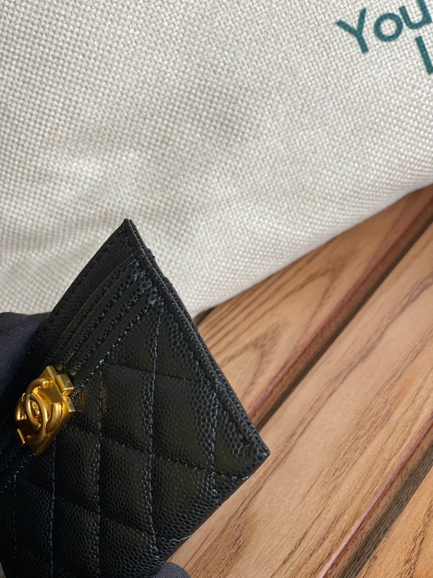 CC Large Tote 39 Light Beige Canvas Pearl Logo