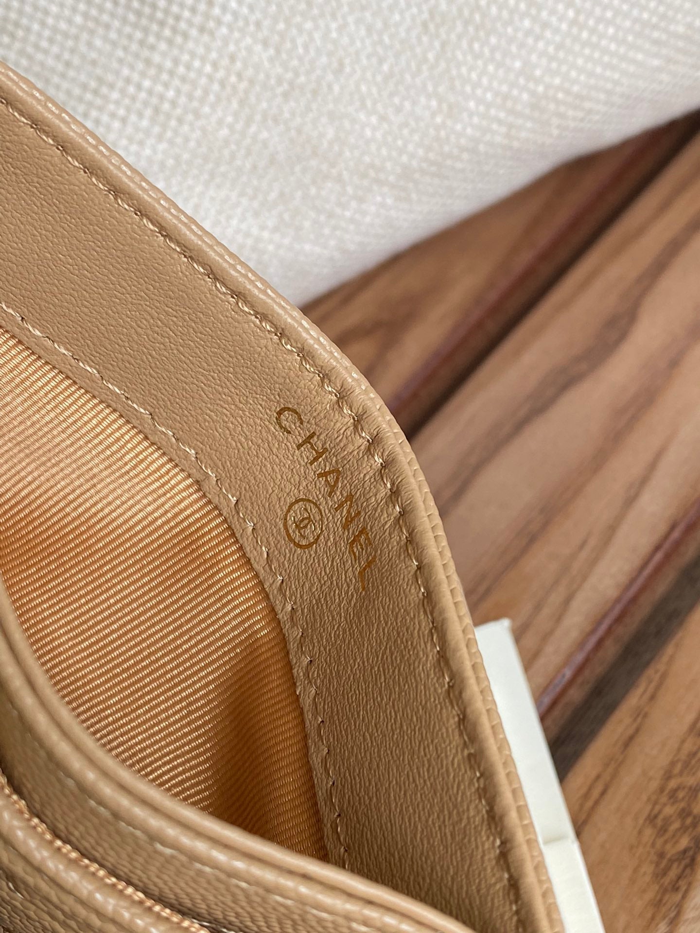 CC Large Tote 39 Light Beige Canvas Pearl Logo