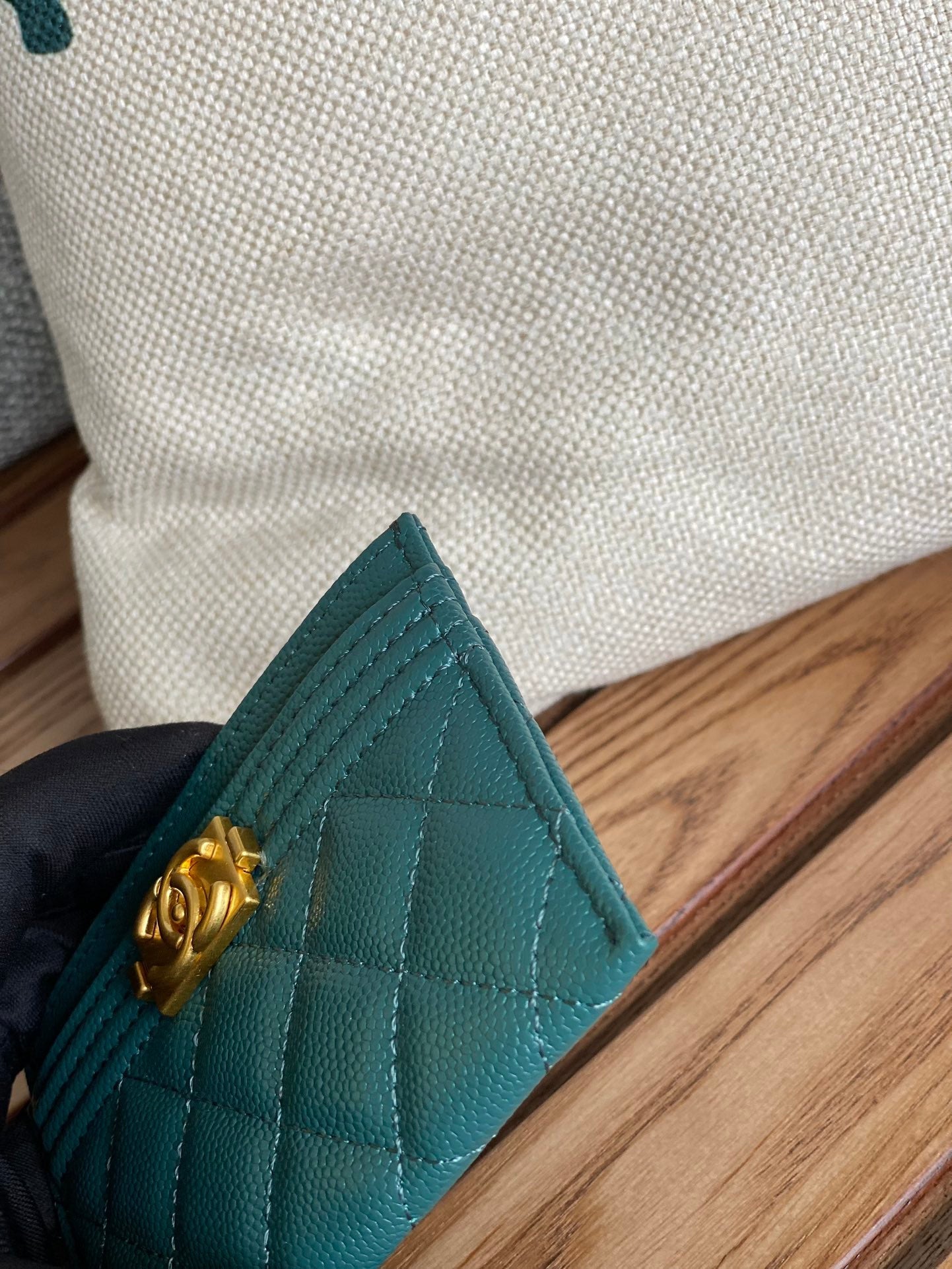 CC Large Tote 39 Light Beige Canvas Pearl Logo