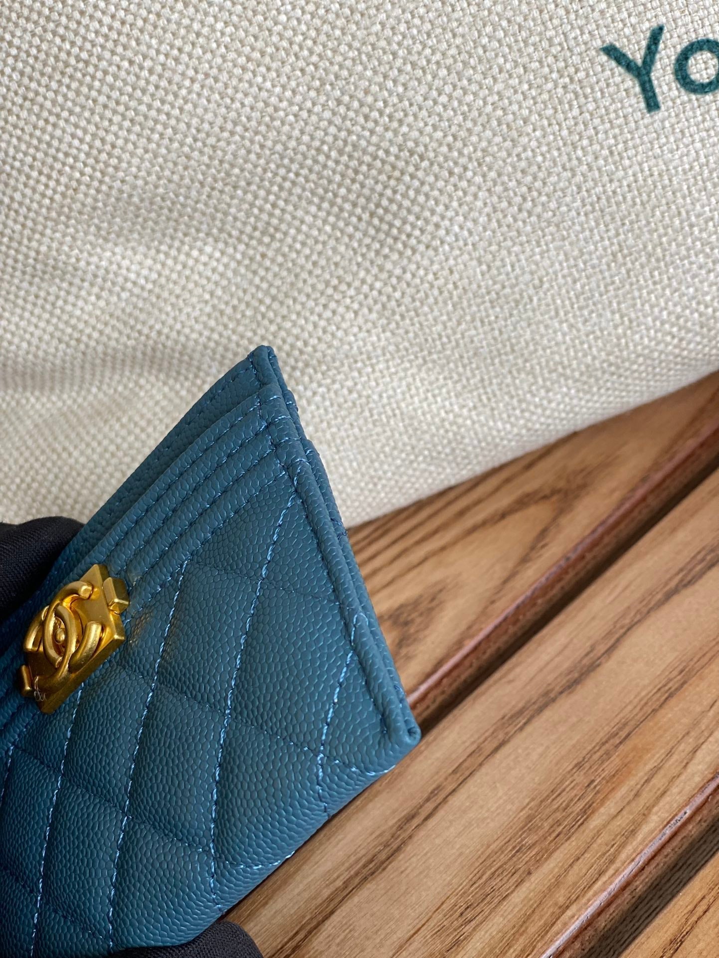 CC Large Tote 39 Light Beige Canvas Pearl Logo