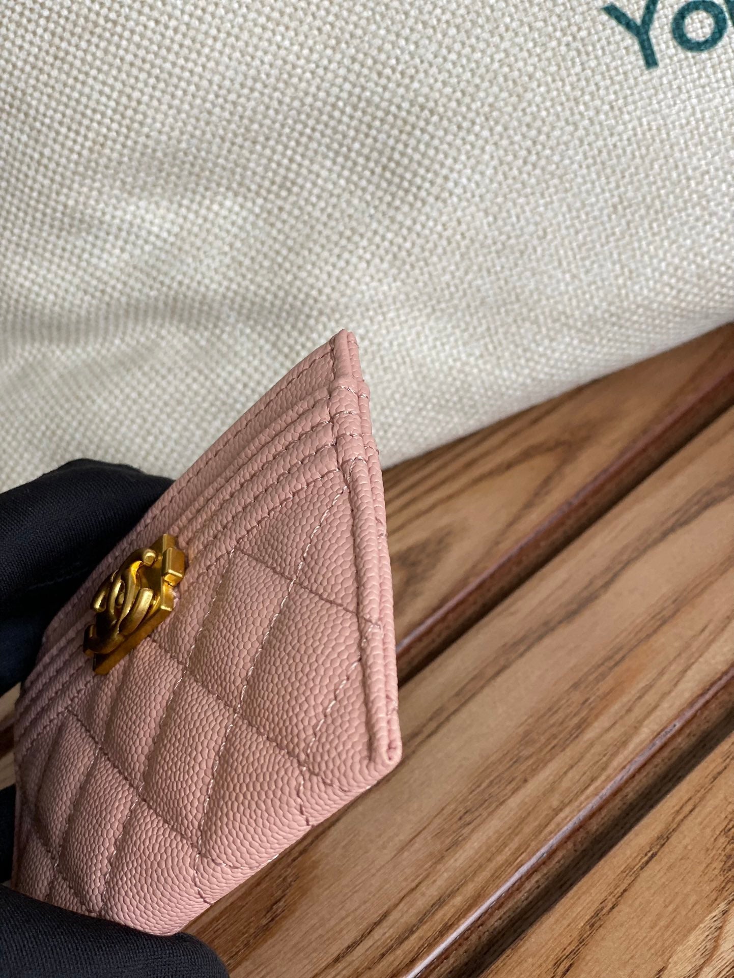 CC Large Tote 39 Light Beige Canvas Pearl Logo