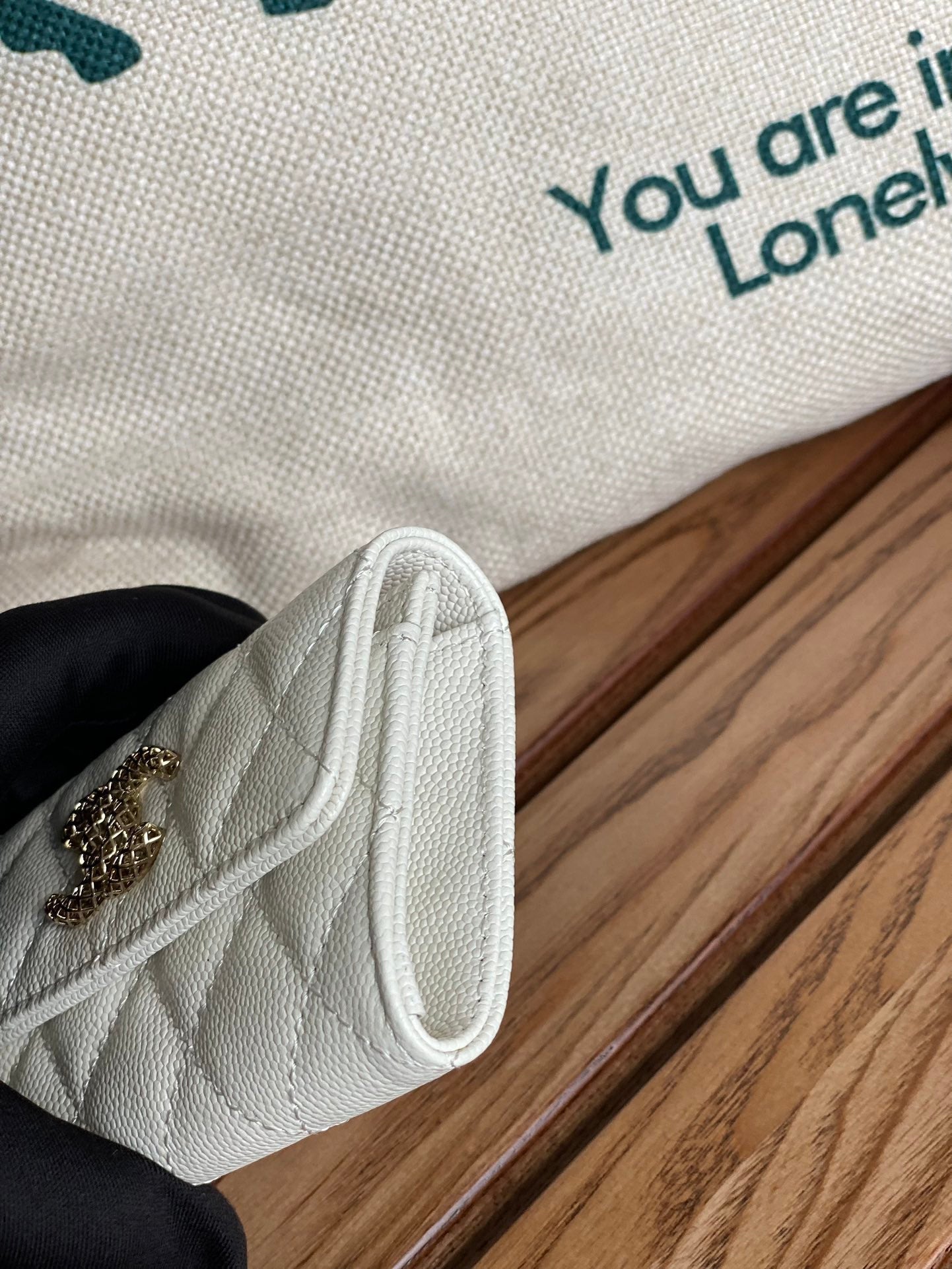 CC Large Tote 39 Light Beige Canvas Pearl Logo