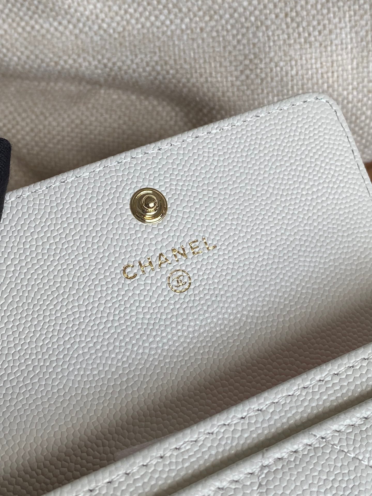 CC Large Tote 39 Light Beige Canvas Pearl Logo