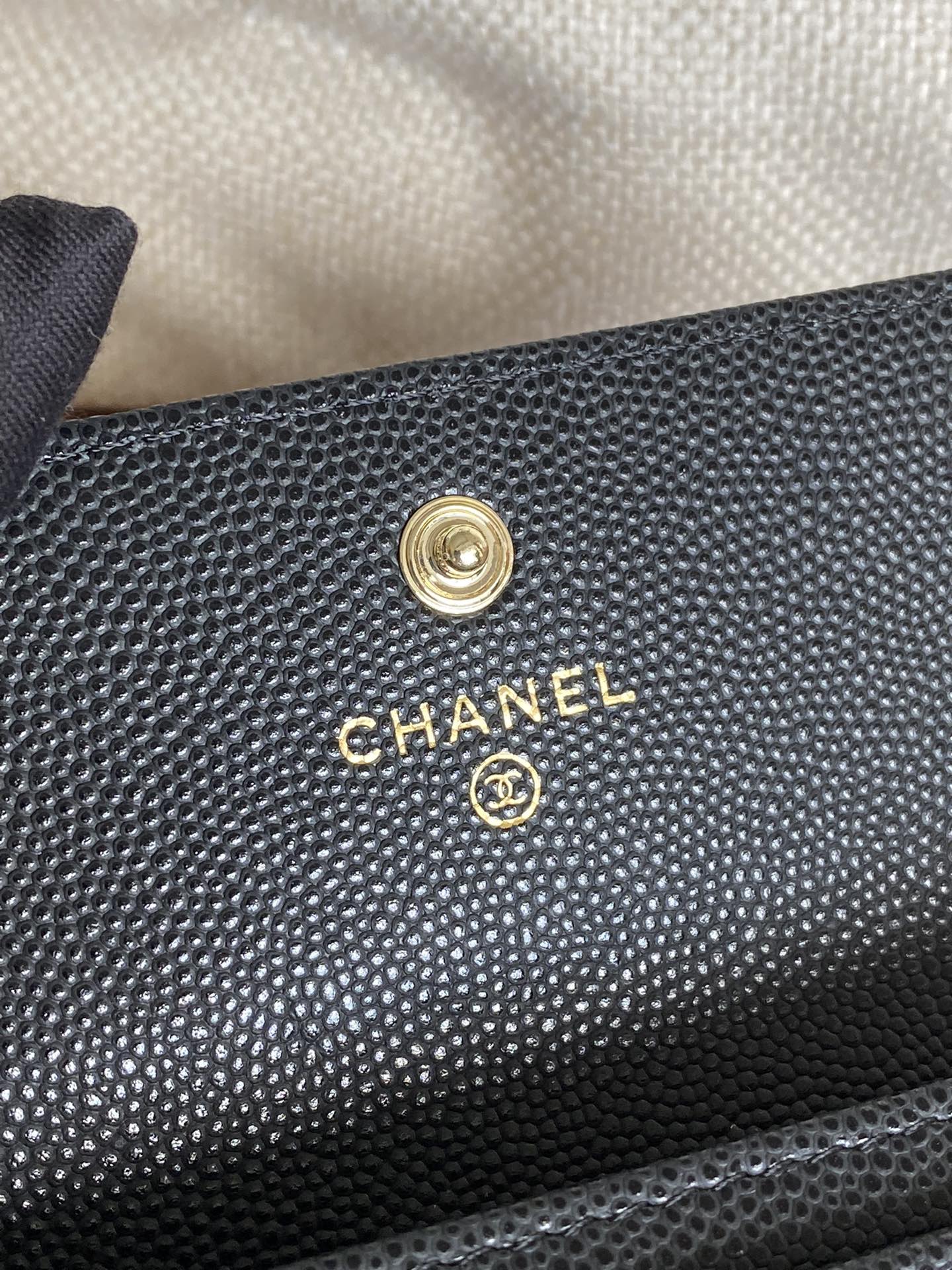 CC Large Tote 39 Light Beige Canvas Pearl Logo