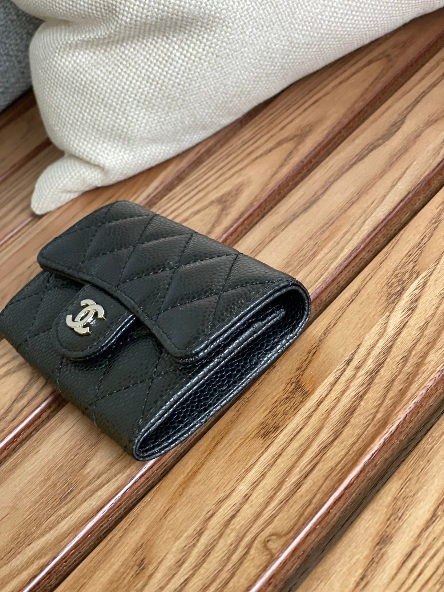 CC Large Tote 39 Light Beige Canvas Pearl Logo