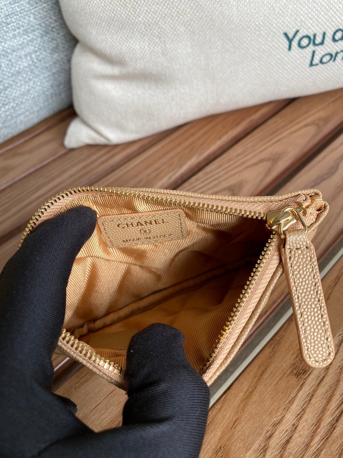 CC Large Tote 39 Light Beige Canvas Pearl Logo