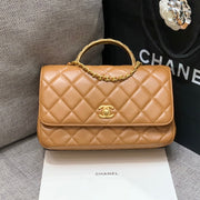 CC Large Tote 39 Light Beige Canvas Pearl Logo