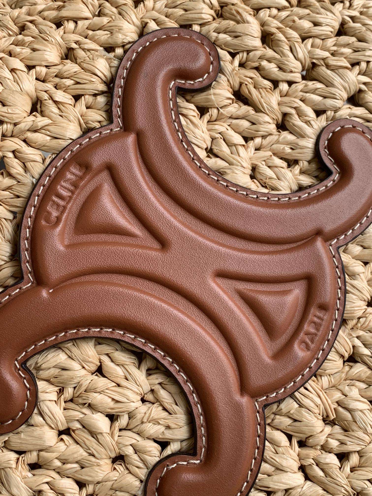 celin classic panier 33cm hobo bag raffia and brown calfskin