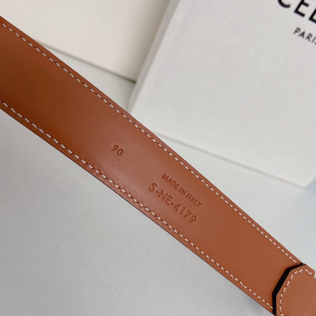 Medium Spike Belt 25Mm Tan Calfskin Loop Silver Shw