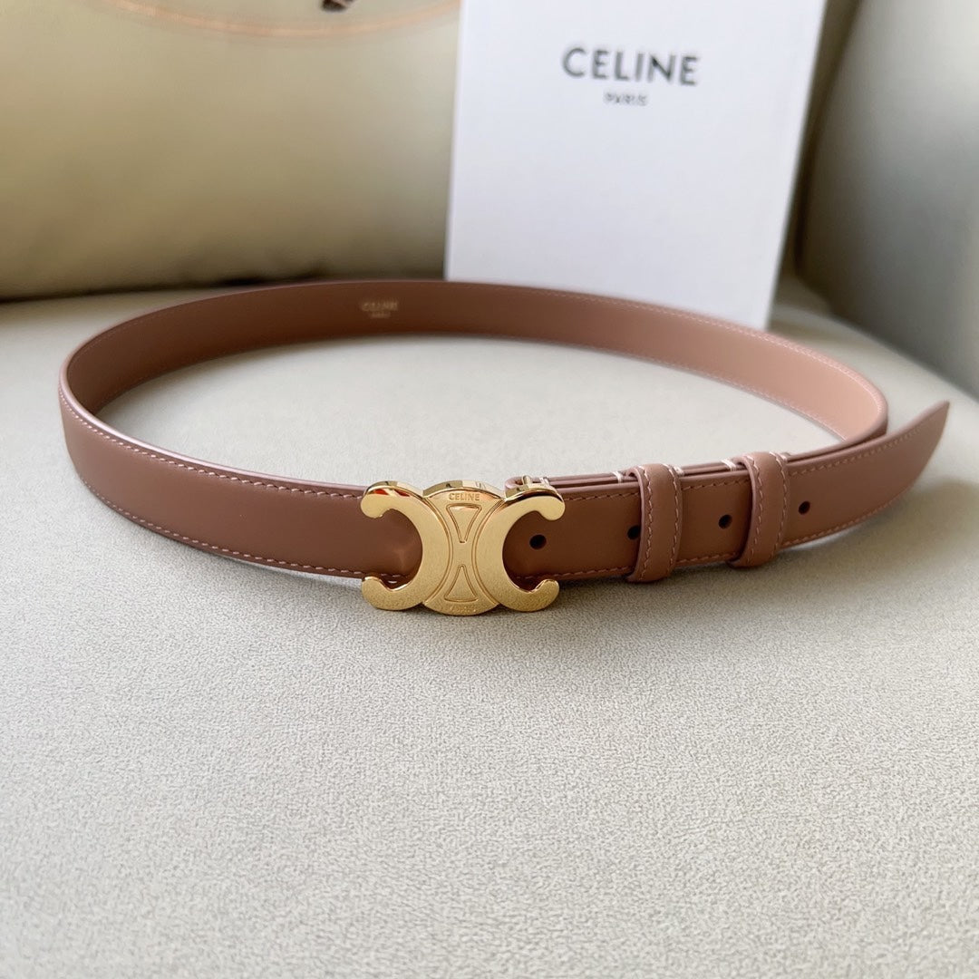 Medium Triomphe Belt 25Mm Flamingo Calfskin Ghw