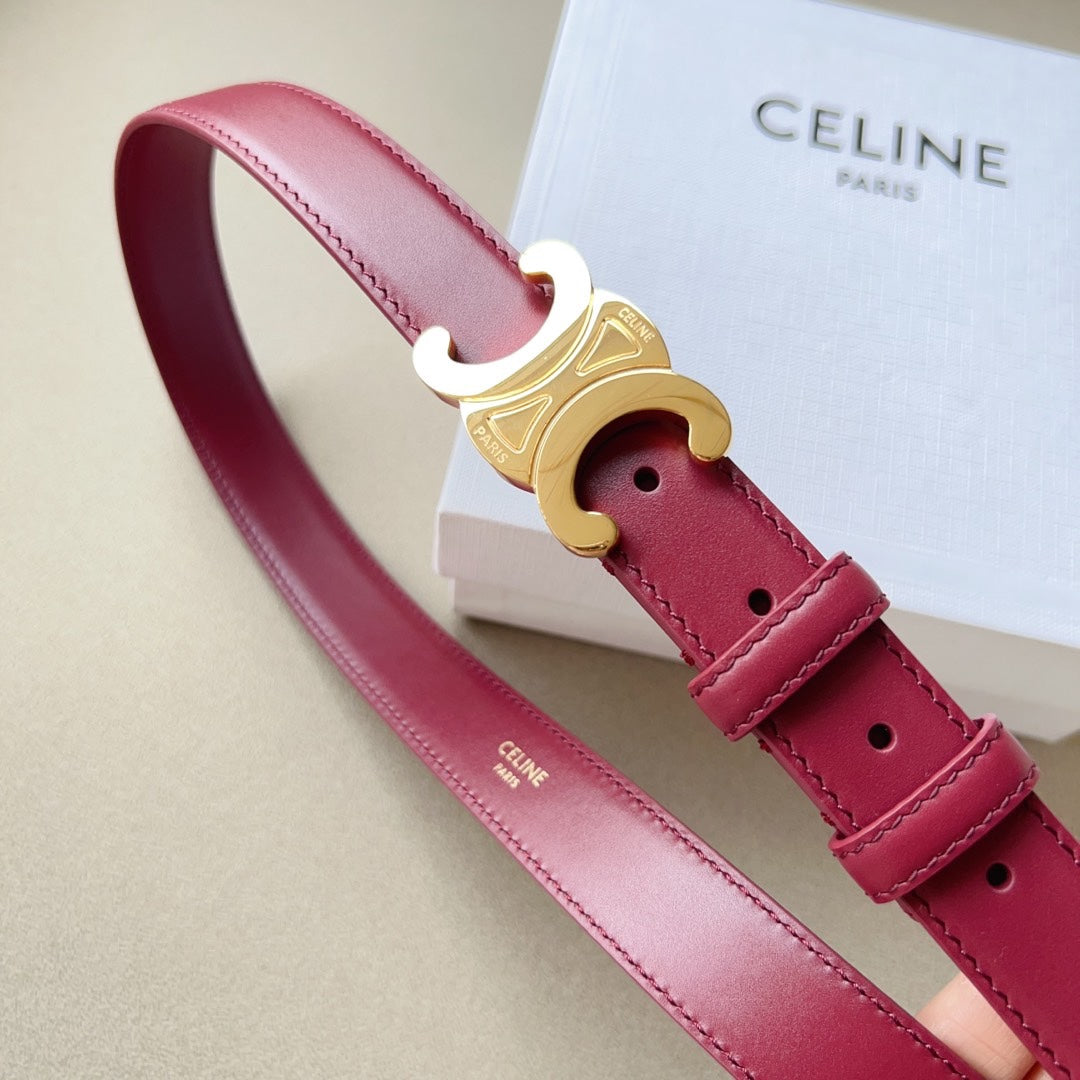 Medium Triomphe Belt 25Mm Wine Calfskin Ghw