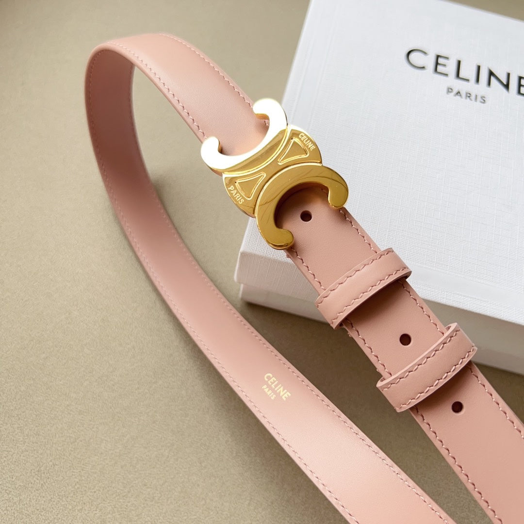 Medium Triomphe Belt 25Mm Pink Calfskin Ghw