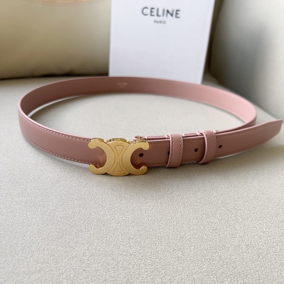 Medium Triomphe Belt 25Mm Pink Calfskin Ghw