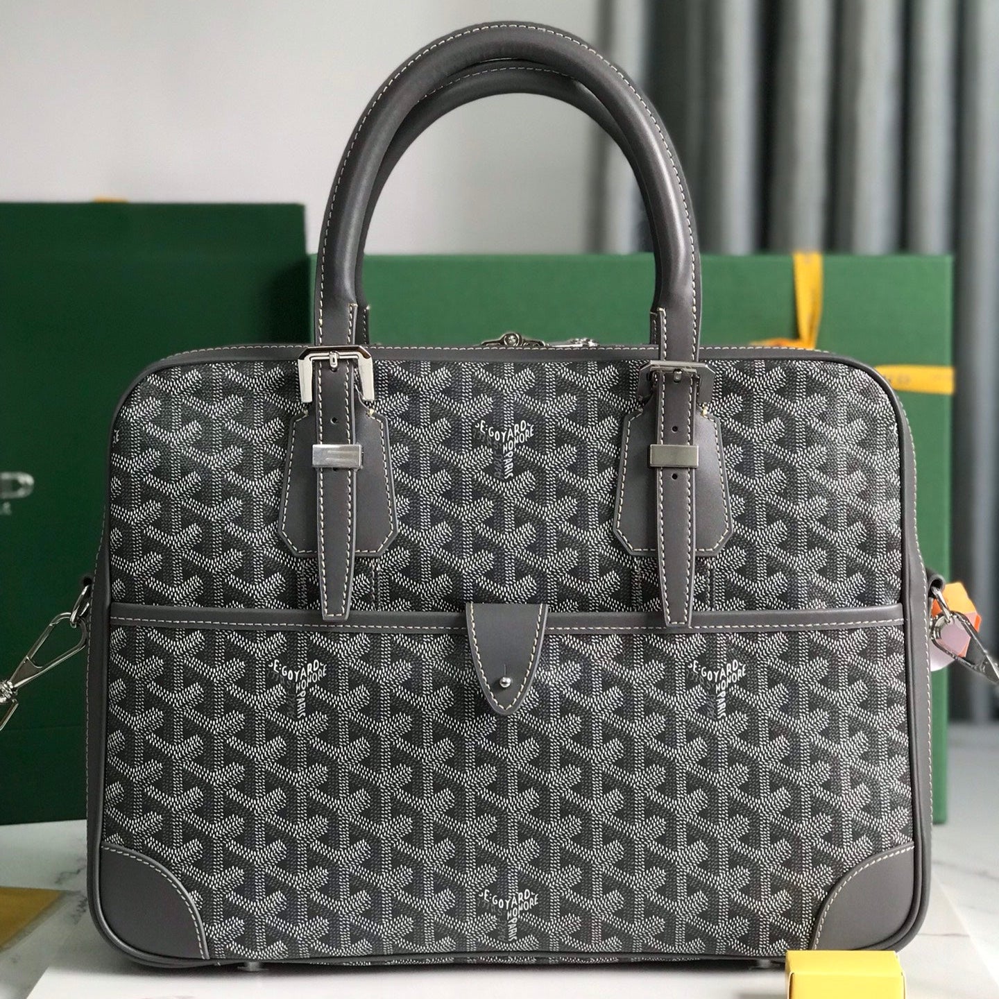 AMBASSADE DOCUMENT CASE 35 IN GRAY GOYARDINE CANVAS