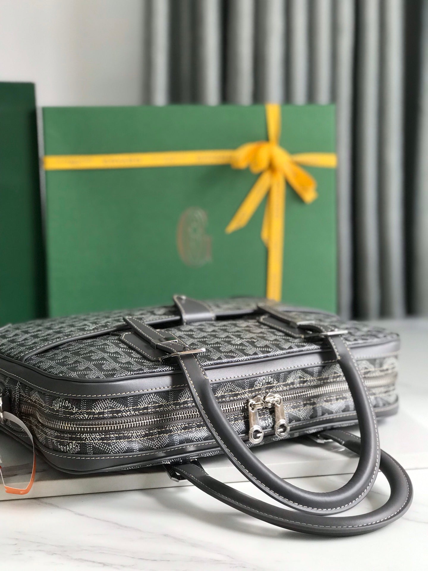 AMBASSADE DOCUMENT CASE 35 IN GRAY GOYARDINE CANVAS