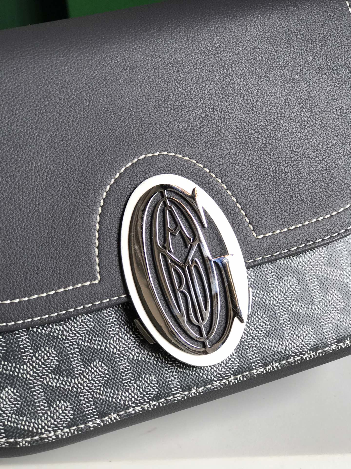 233 BAG 25 IN GRAY CALFSKIN AND GOYARDINE CANVAS