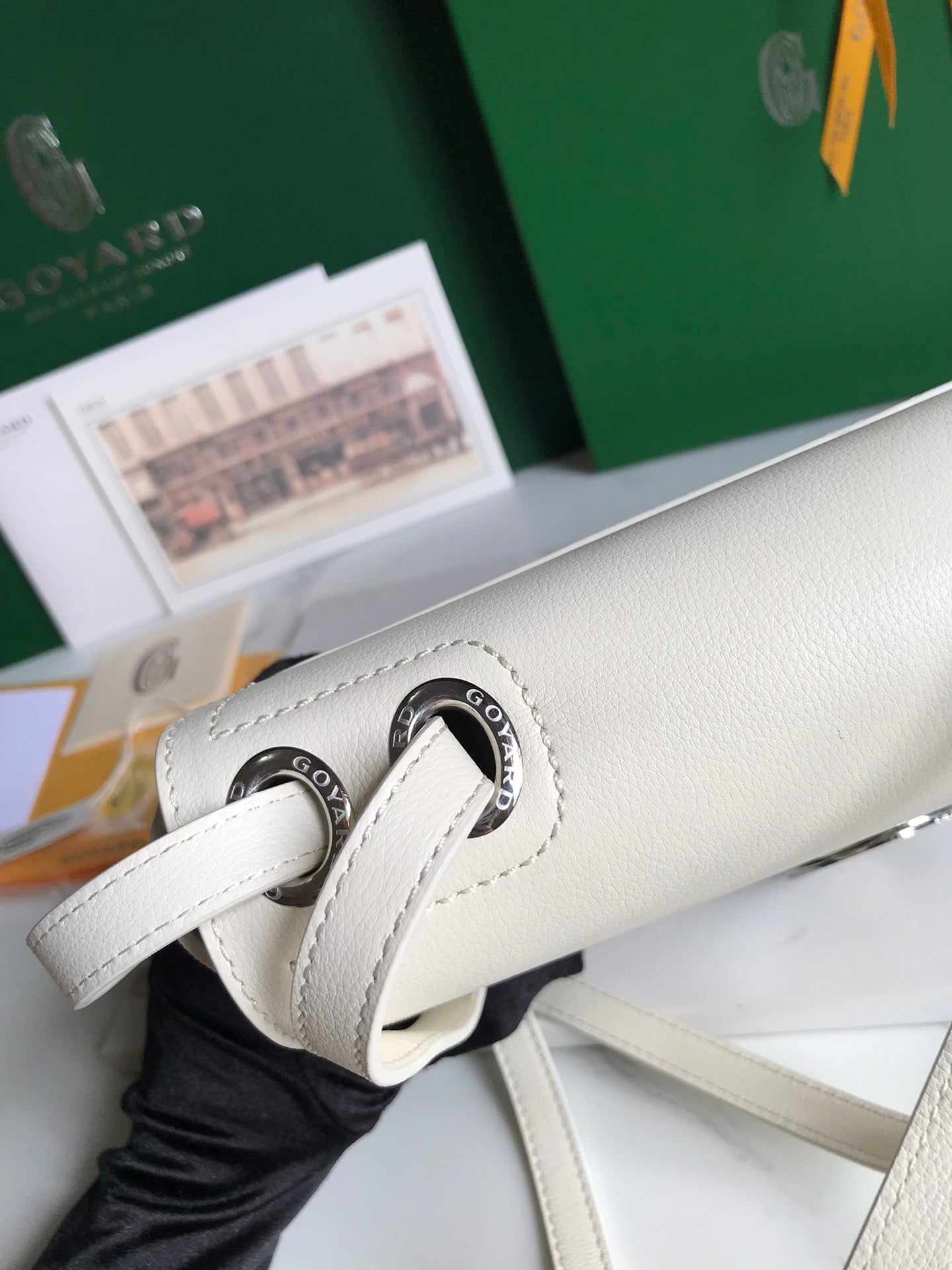 233 BAG 25 IN WHITE CALFSKIN AND GOYARDINE CANVAS