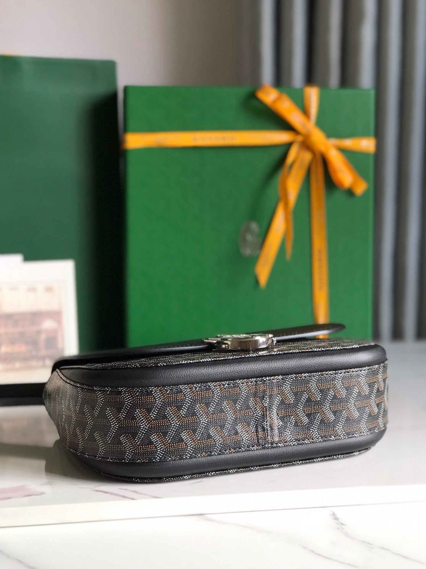 233 BAG 25 IN BLACK CALFSKIN AND GOYARDINE CANVAS