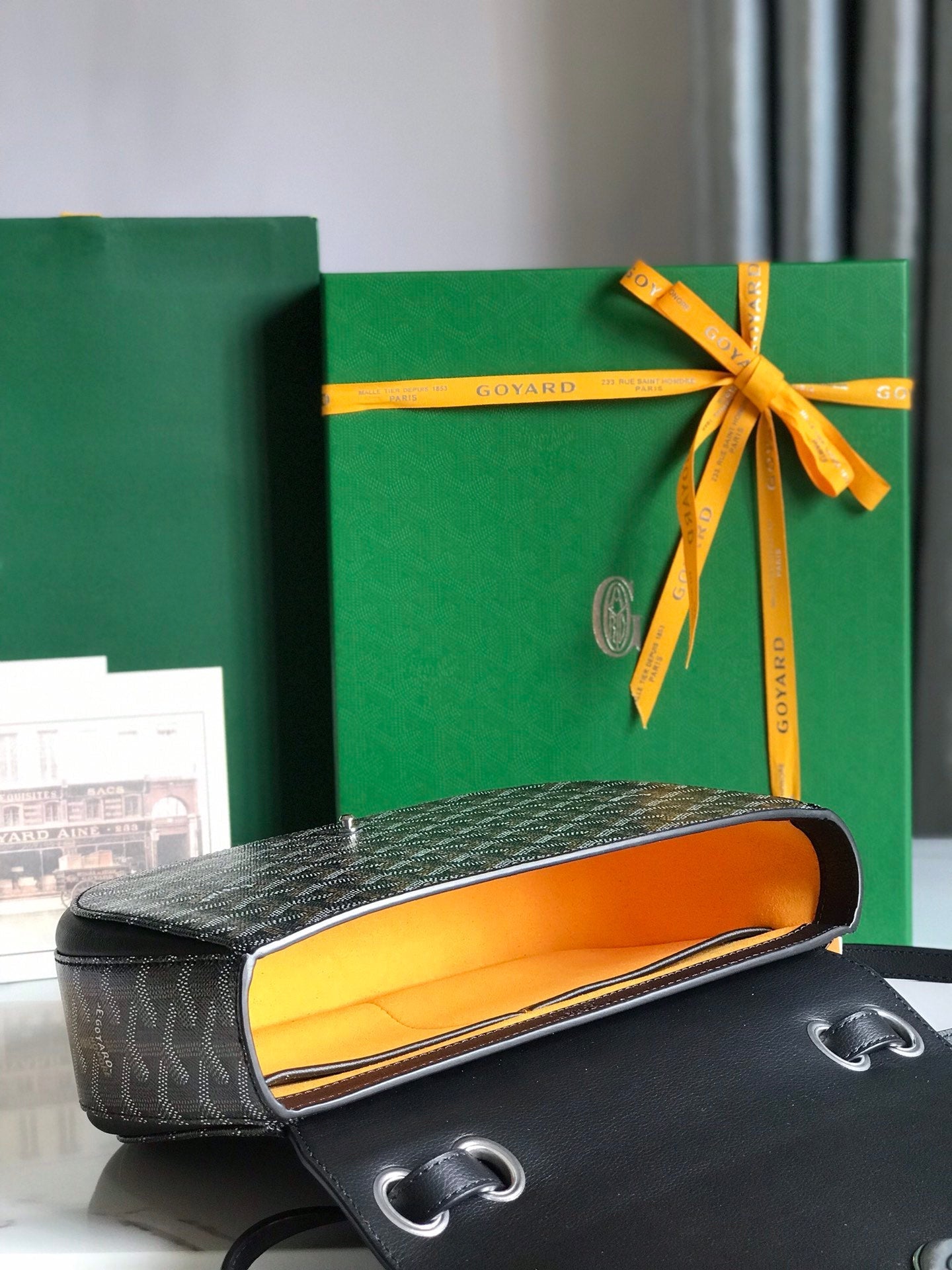 233 BAG 25 IN BLACK CALFSKIN AND GOYARDINE CANVAS