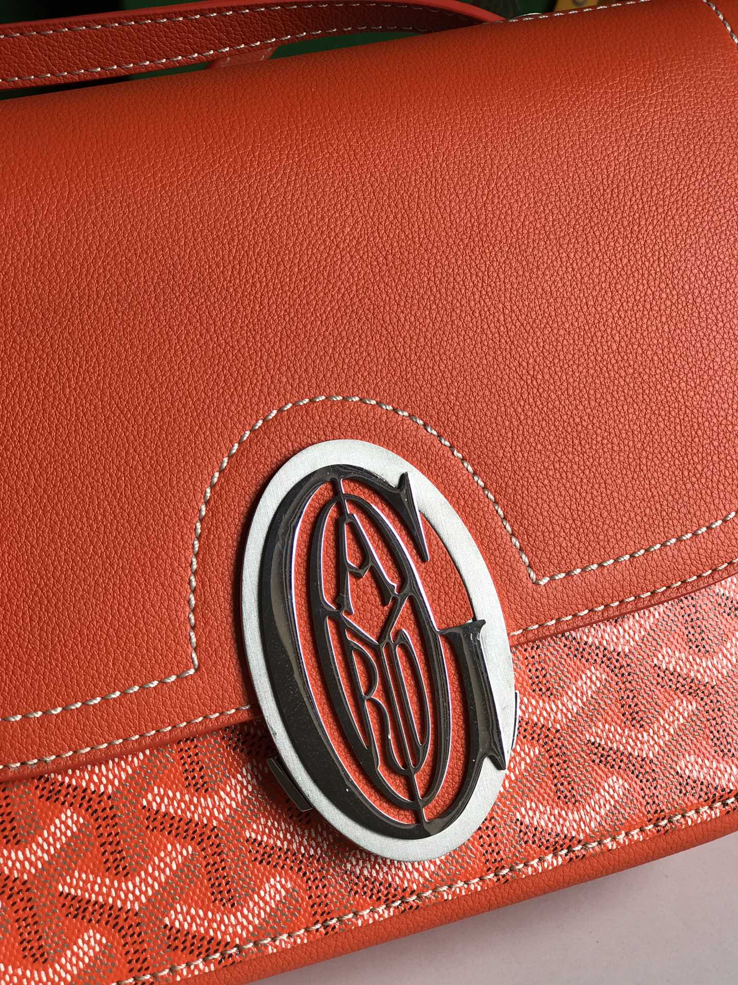 233 BAG 25 IN ORANGE CALFSKIN AND GOYARDINE CANVAS