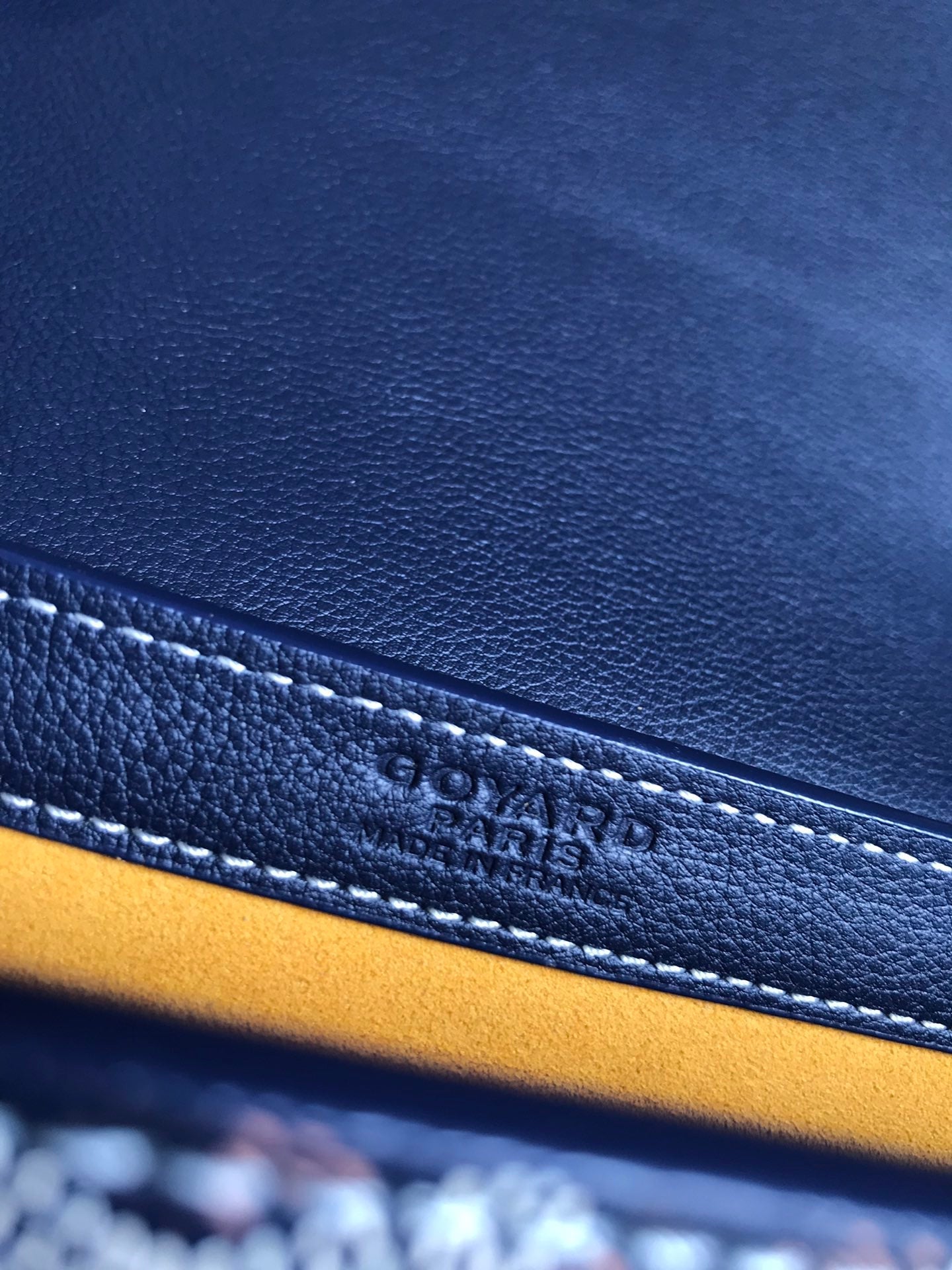 233 BAG 25 IN NAVY BLUE CALFSKIN AND GOYARDINE CANVAS