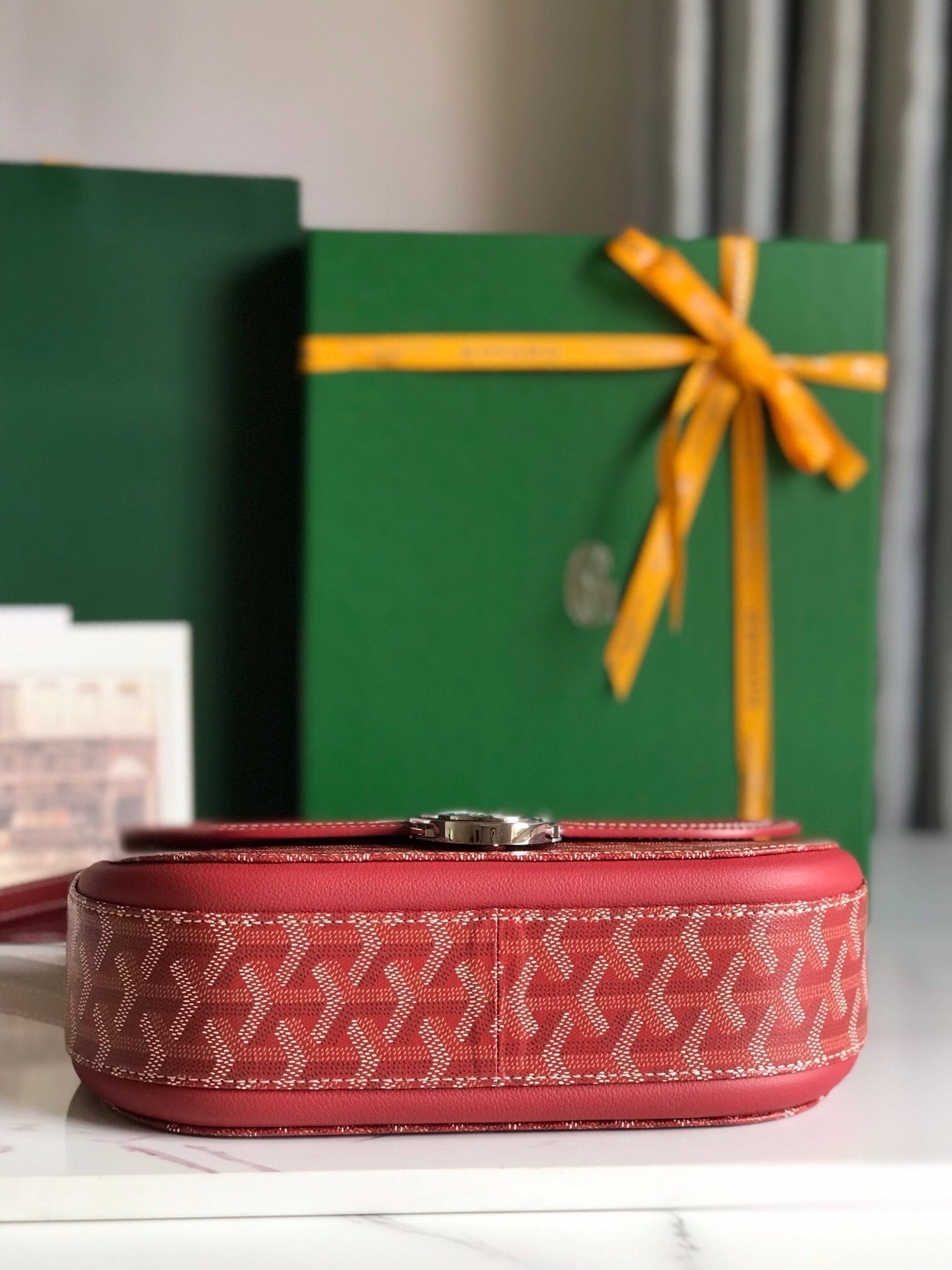 233 BAG 25 IN CLASSIC RED CALFSKIN AND GOYARDINE CANVAS