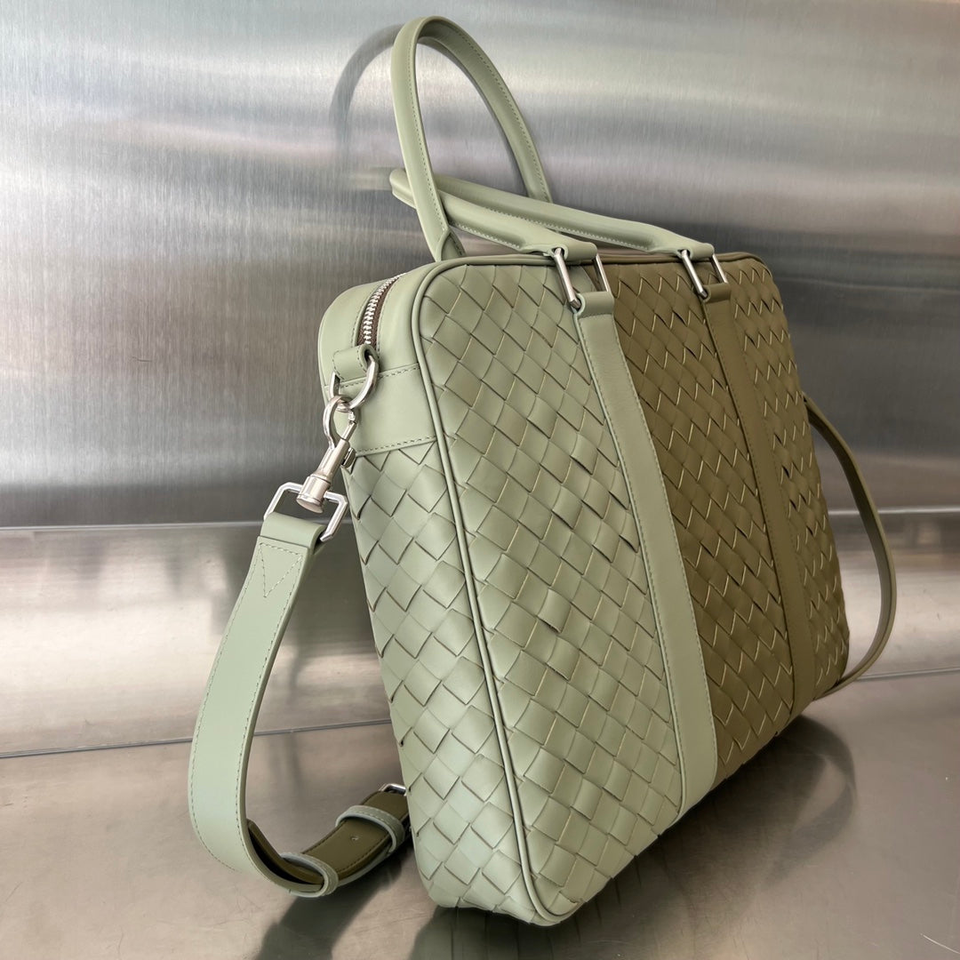 LARGE INTRECCIATO 40 BRIEFCASE in MUD MIX TRAVERTINE CALFSKIN