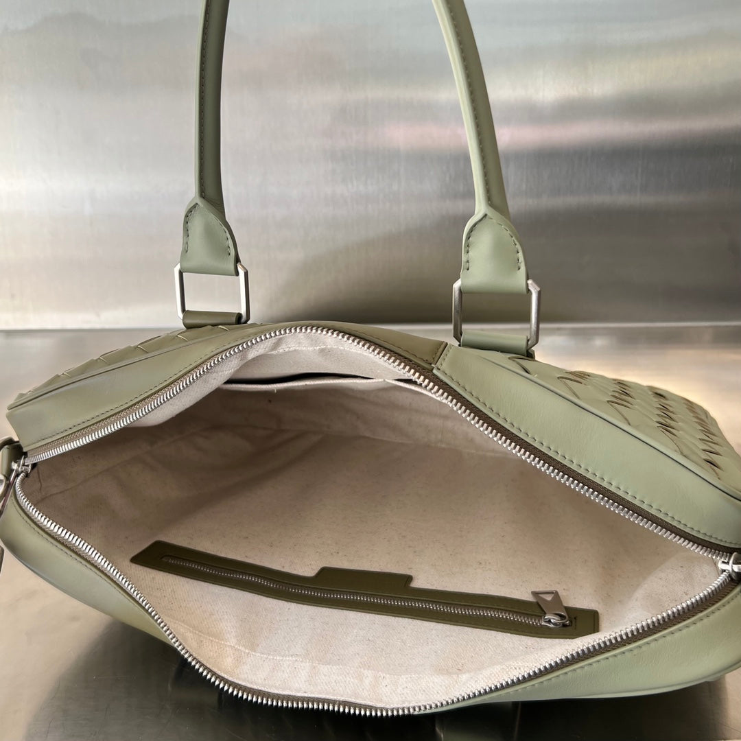 LARGE INTRECCIATO 40 BRIEFCASE in MUD MIX TRAVERTINE CALFSKIN