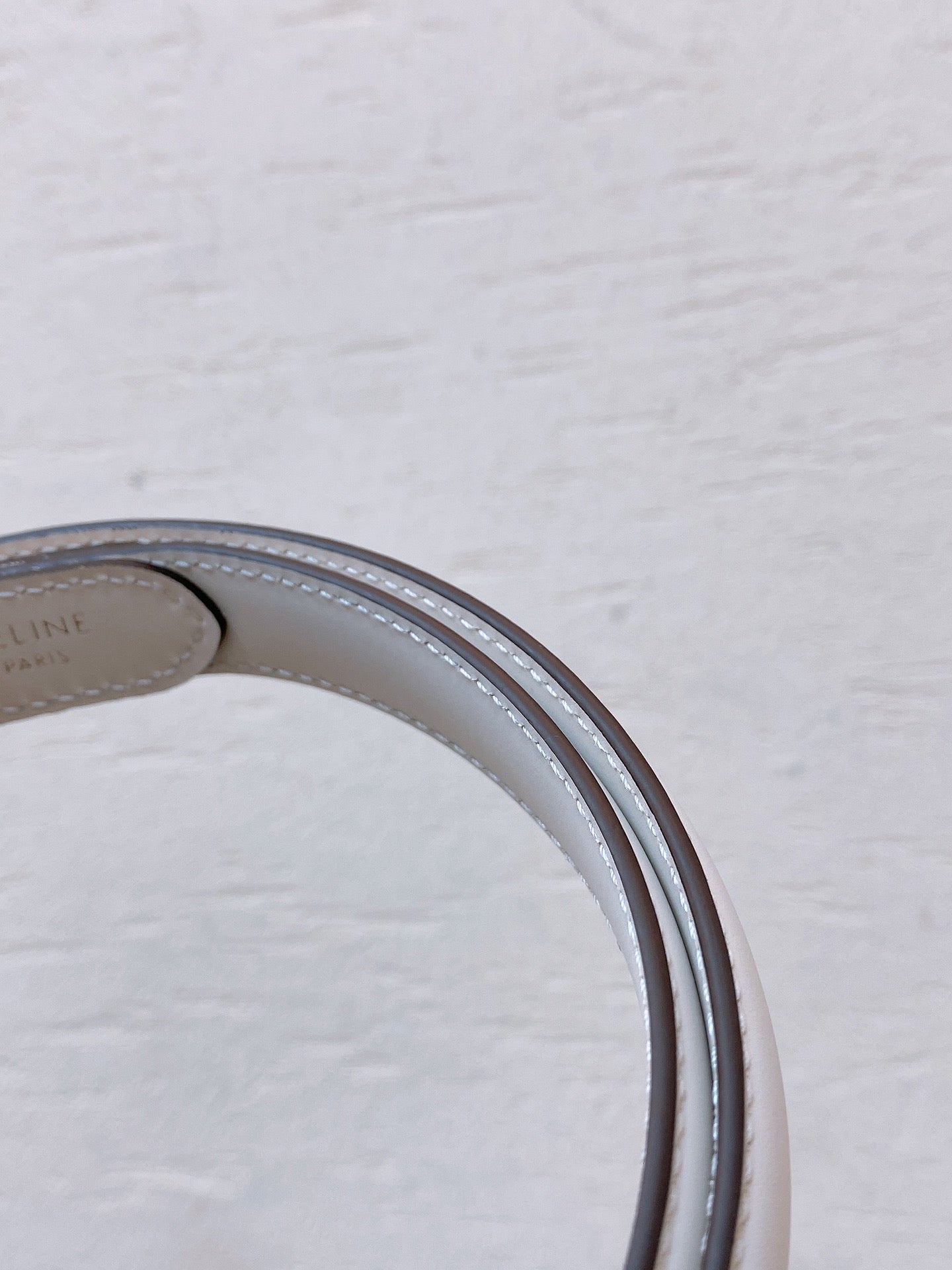 Hook & Loop 20Mm Triomphe Logo Square Adjustable Belt White Calfskin Ghw