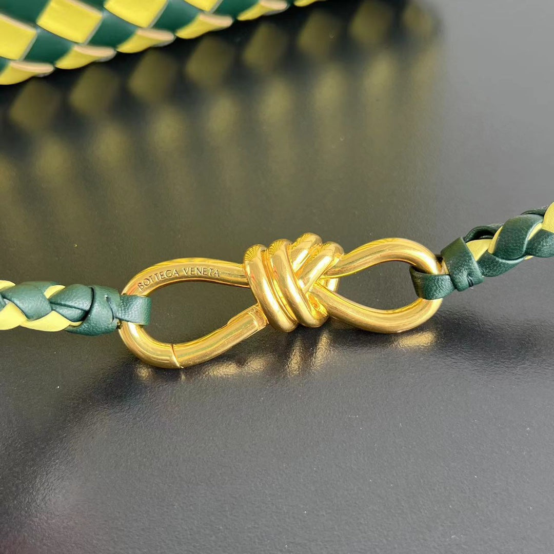 Bv Small Andiamo 25 Yellow Dark Green Lambskin