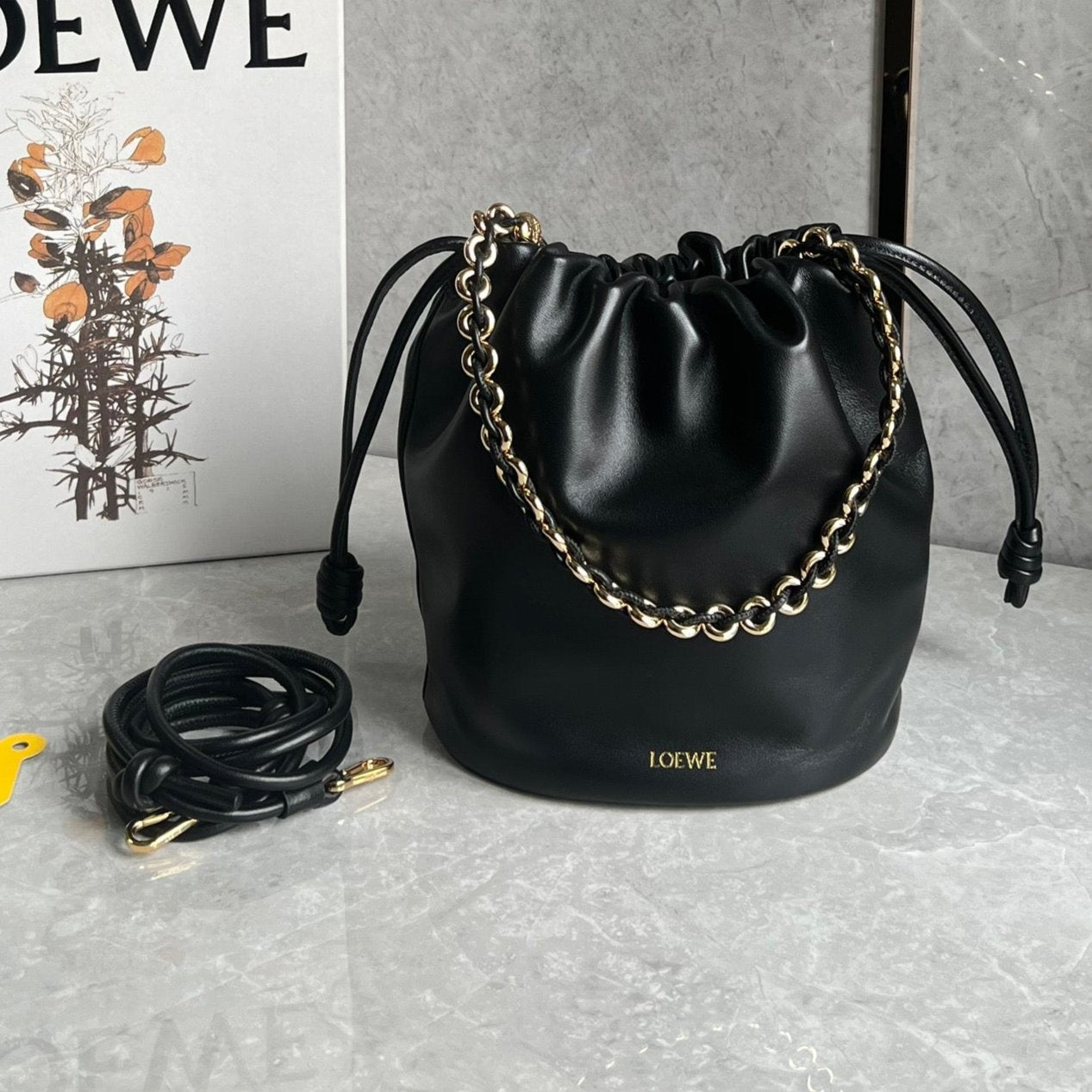 Loew Puzzle Fold Tote Iblack Shiny Calfskin