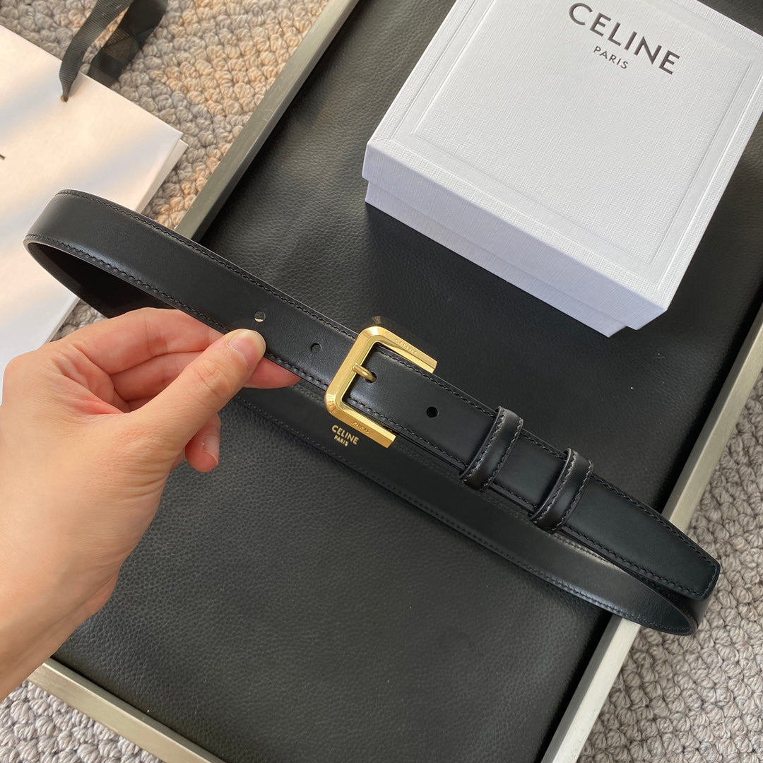 Belt 25Mm In Black Reversible Italian Calfskin With Vintage Gold Buckle