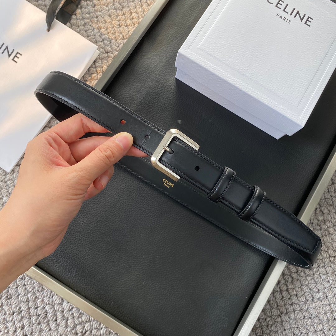 Belt 25Mm In Black Reversible Italian Calfskin With Vintage Silver Buckle