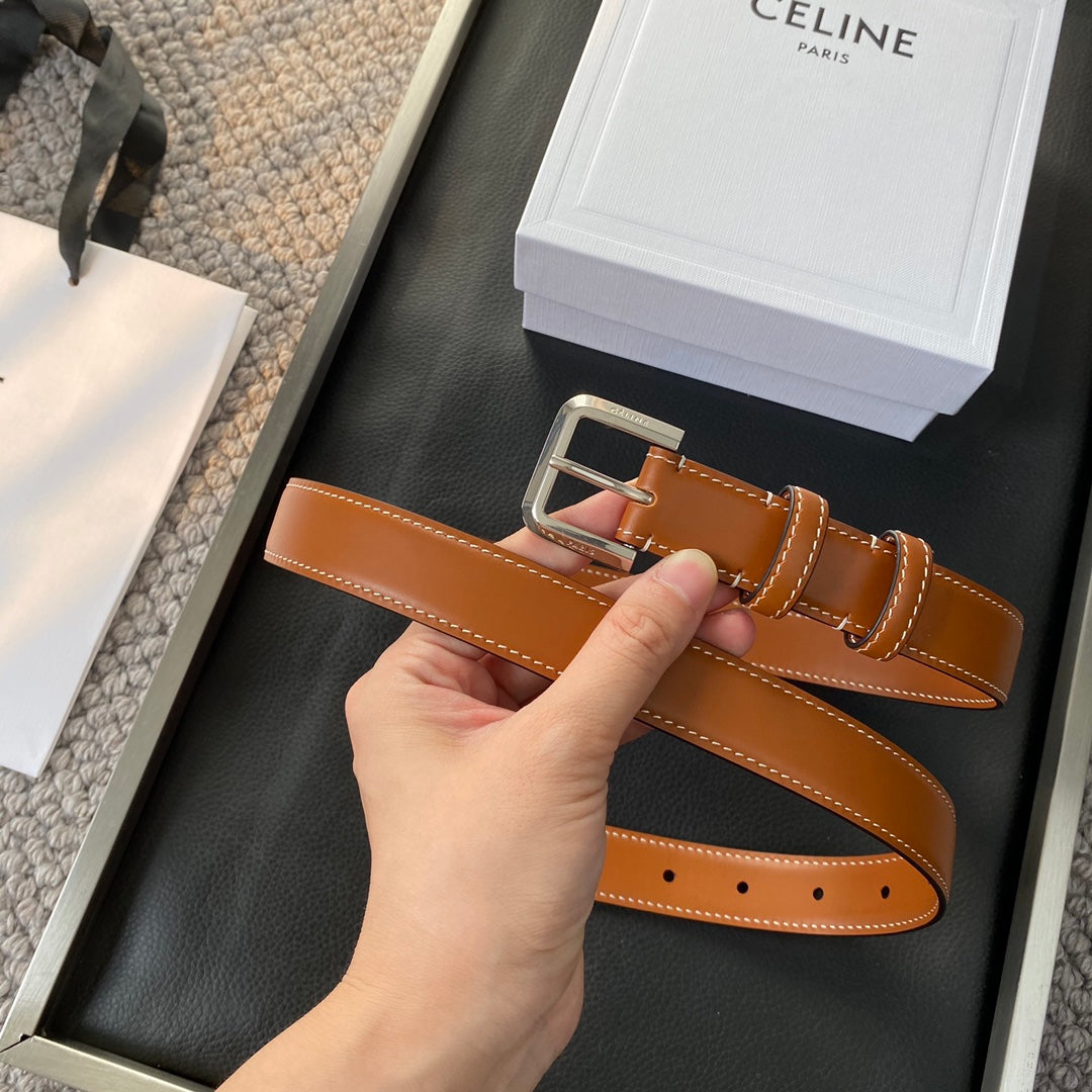 Belt 25Mm In Brown Reversible Italian Calfskin With Vintage Silver Brass Buckle