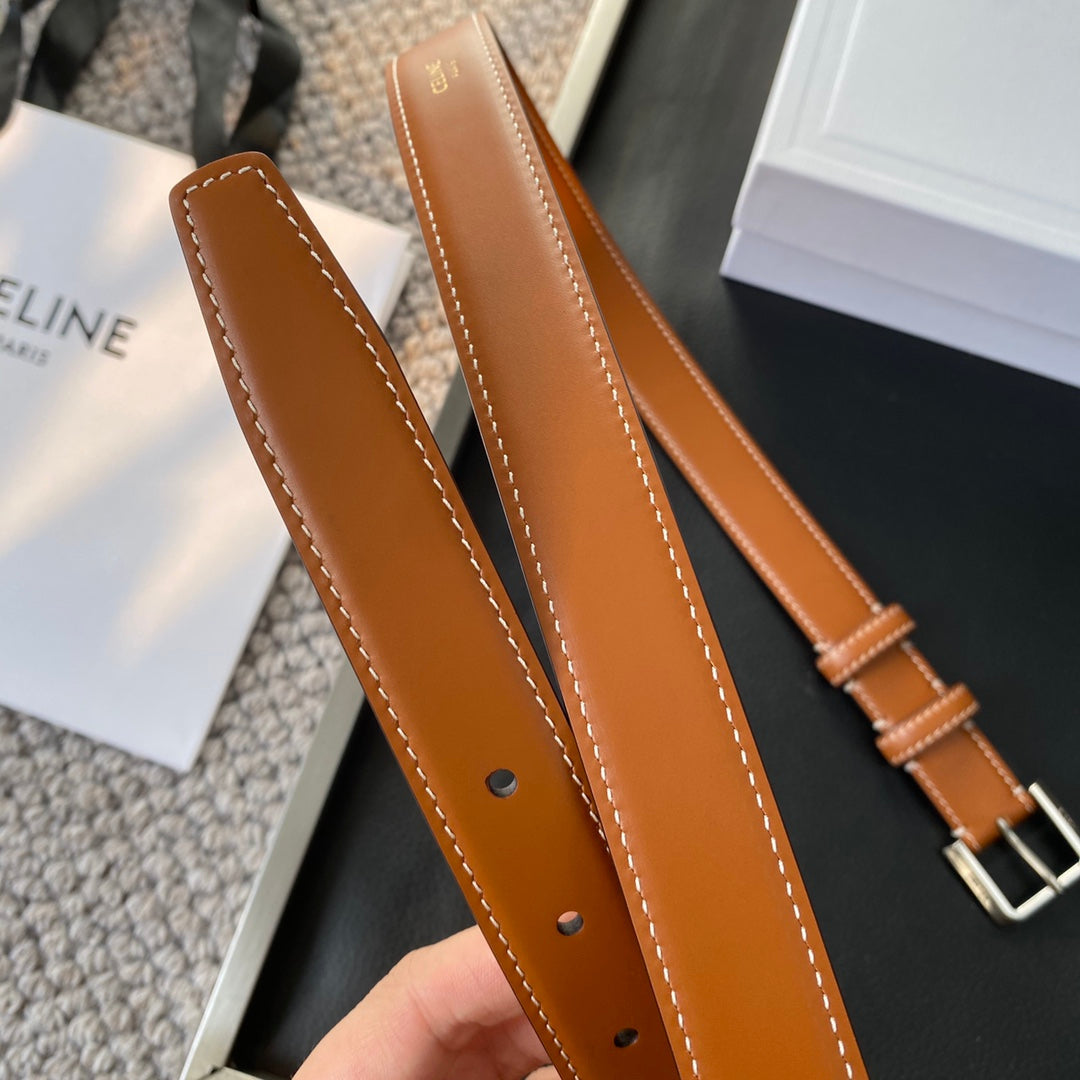 Belt 25Mm In Brown Reversible Italian Calfskin With Vintage Silver Brass Buckle