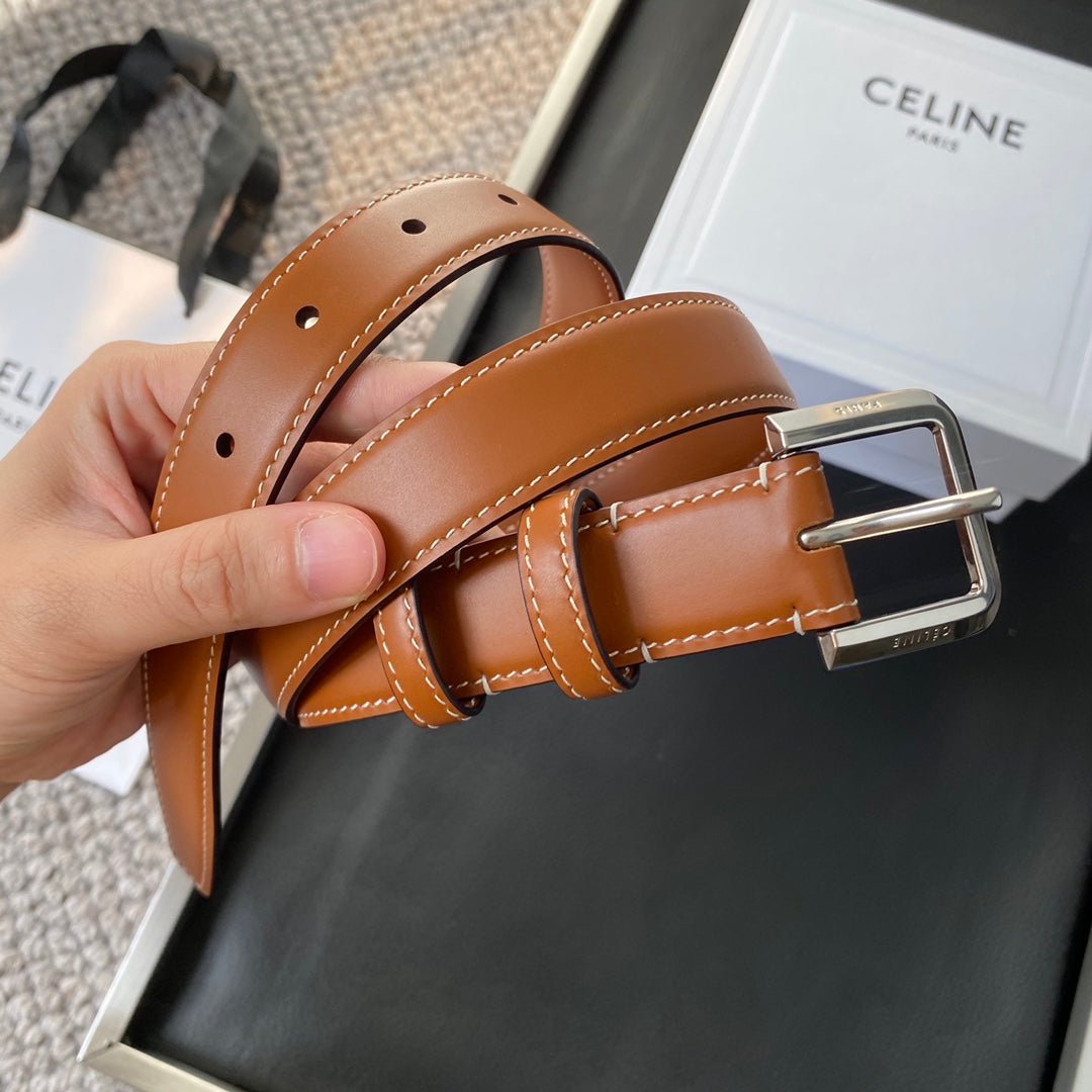 Belt 25Mm In Brown Reversible Italian Calfskin With Vintage Silver Brass Buckle