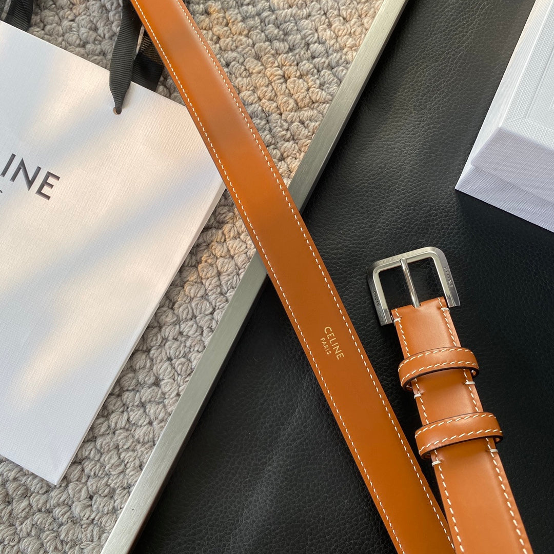 Belt 25Mm In Brown Reversible Italian Calfskin With Vintage Silver Brass Buckle