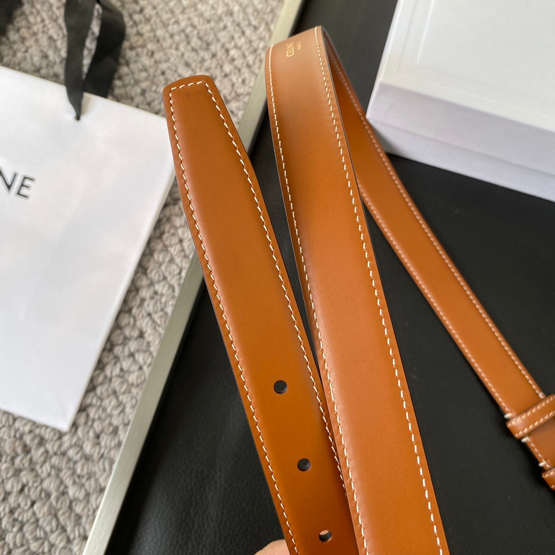 Belt 25Mm In Brown Reversible Italian Calfskin With Vintage Gold Brass Buckle