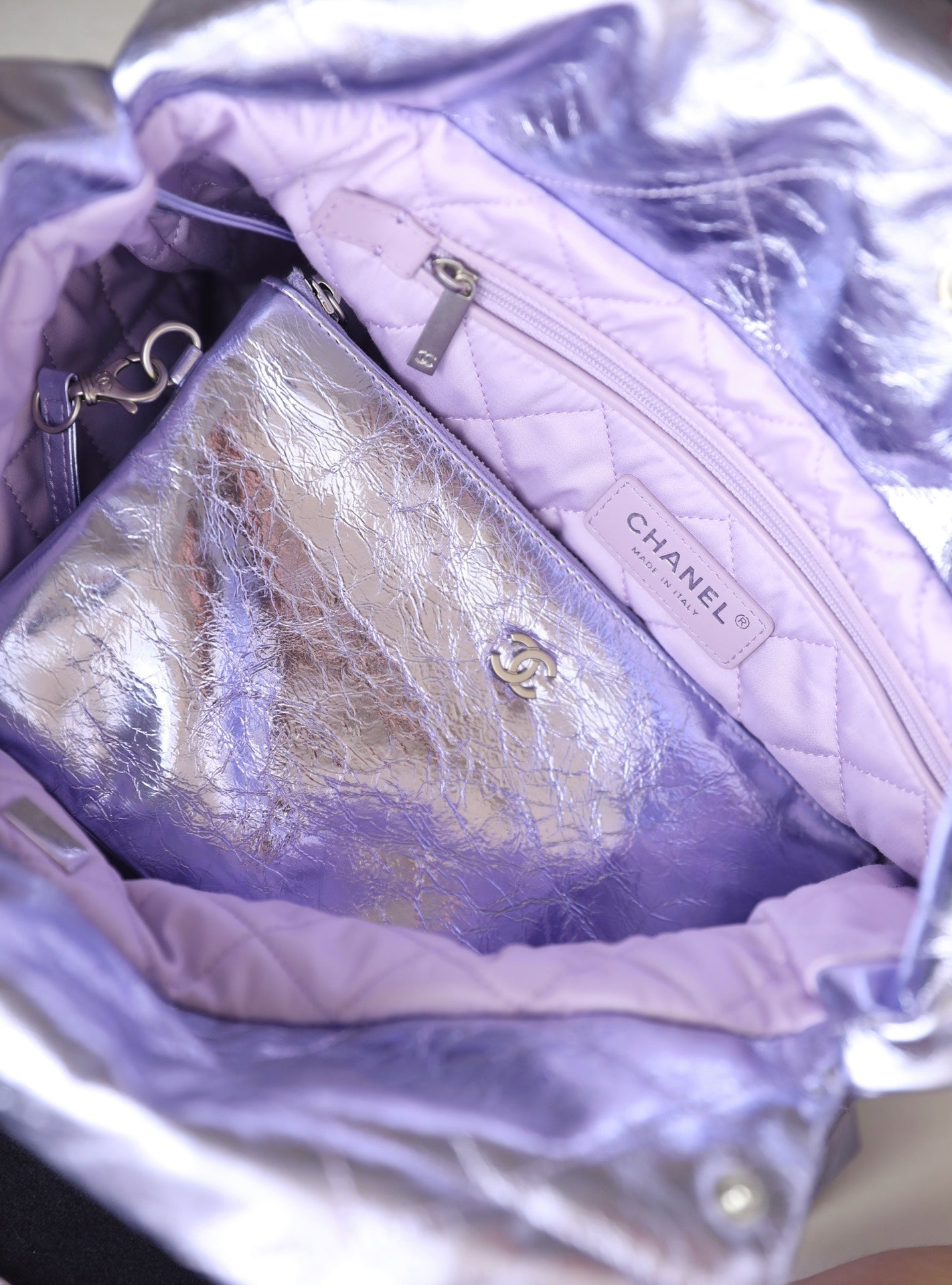 CC Large Tote 39 Light Beige Canvas Pearl Logo