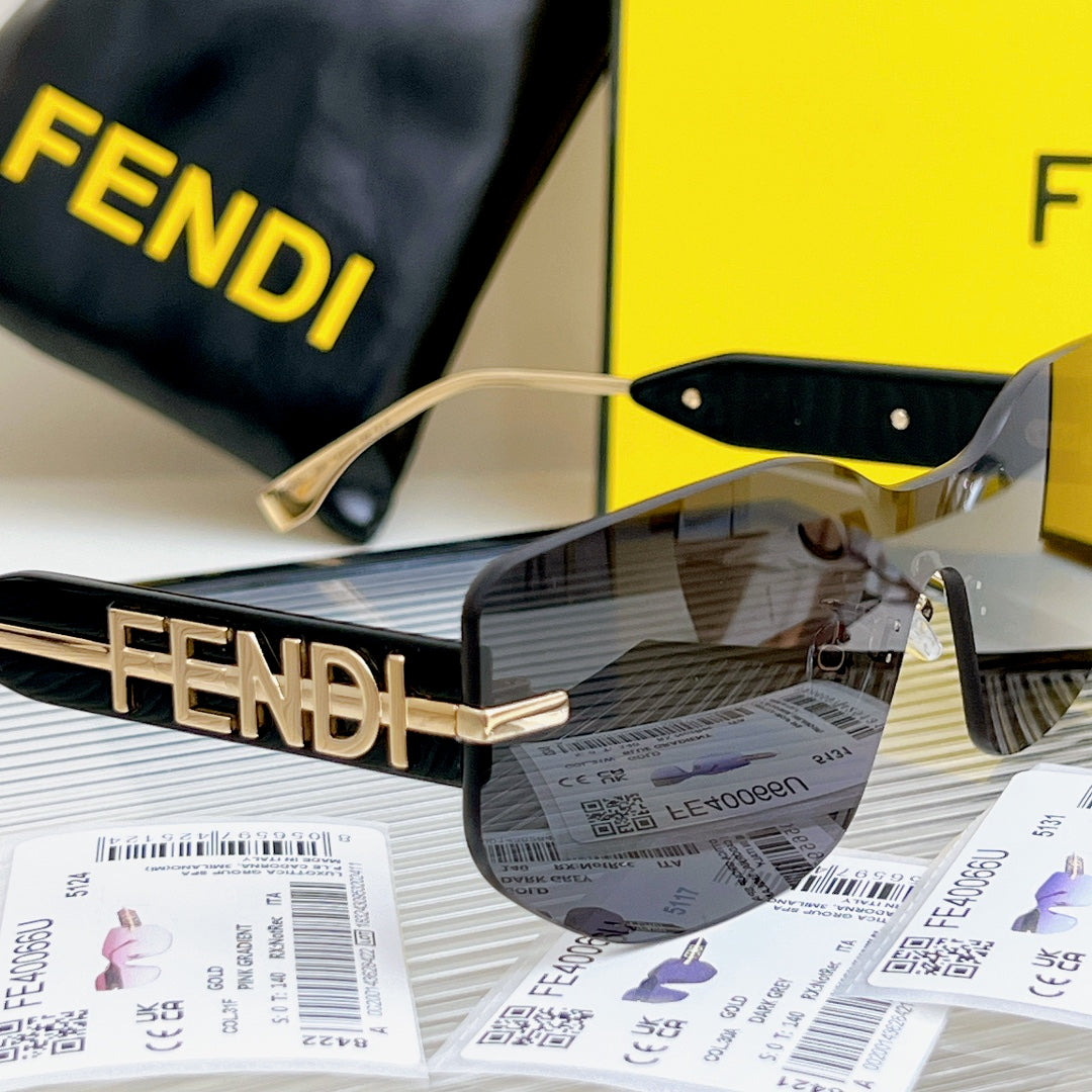 Squared Rimless Visor Sunglasses Fe40066U In Acetate And Metal