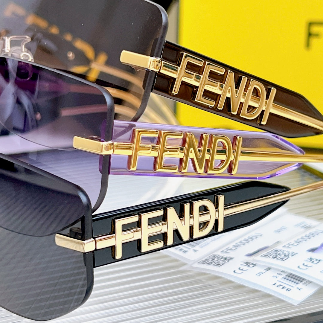 Squared Rimless Visor Sunglasses Fe40066U In Acetate And Metal